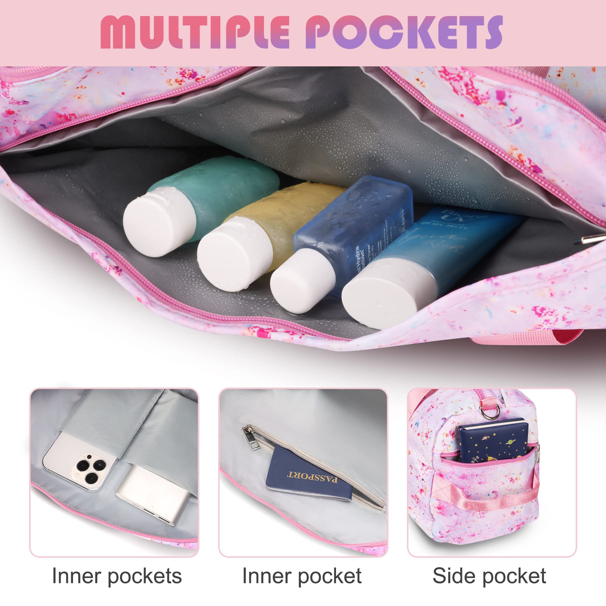 Sac de Sport Enfant,Sac de Danse Fille,Enfant Sac de Voyage avec Compartiment à Chaussures et Compartiment Humide