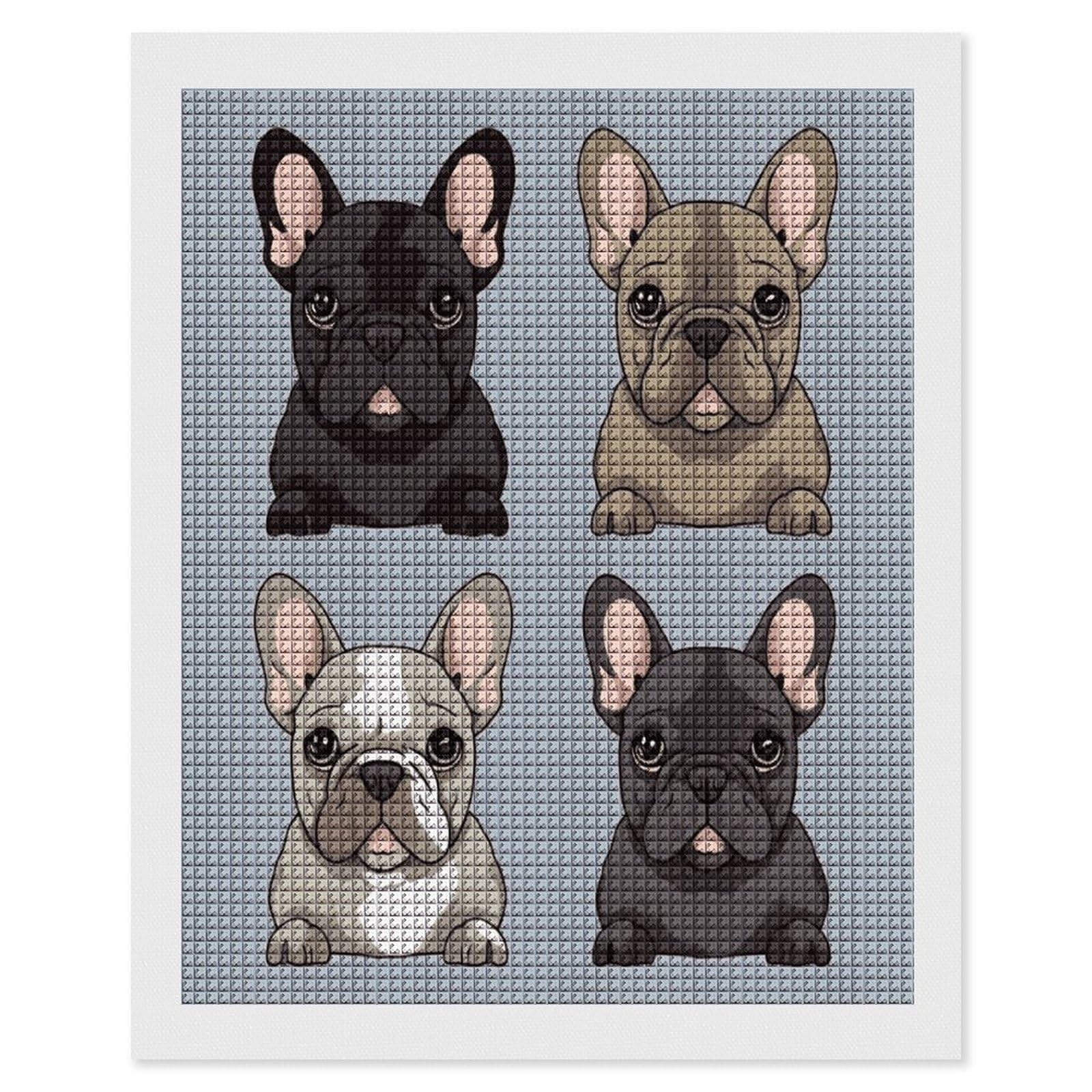 FodPand French Bulldog Diamond Painting Kit for Beginner Fun 5D DIY Crafts for Adults Diamond Art Kits Square Diamond Art Canvas Painting Gem Art Crafts for Home Wall Decor 16"x20"