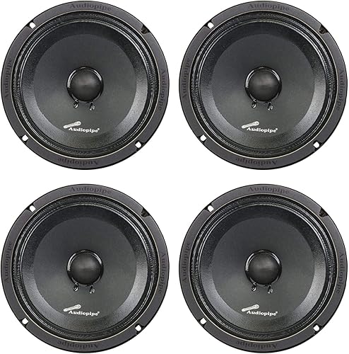 Audiopipe 2 Pares De 8 "Pulgadas De 250 Vatios De Audio De Coche Altavoces Medios Sellados De Gama Completa APMB-8SB-C - Negro