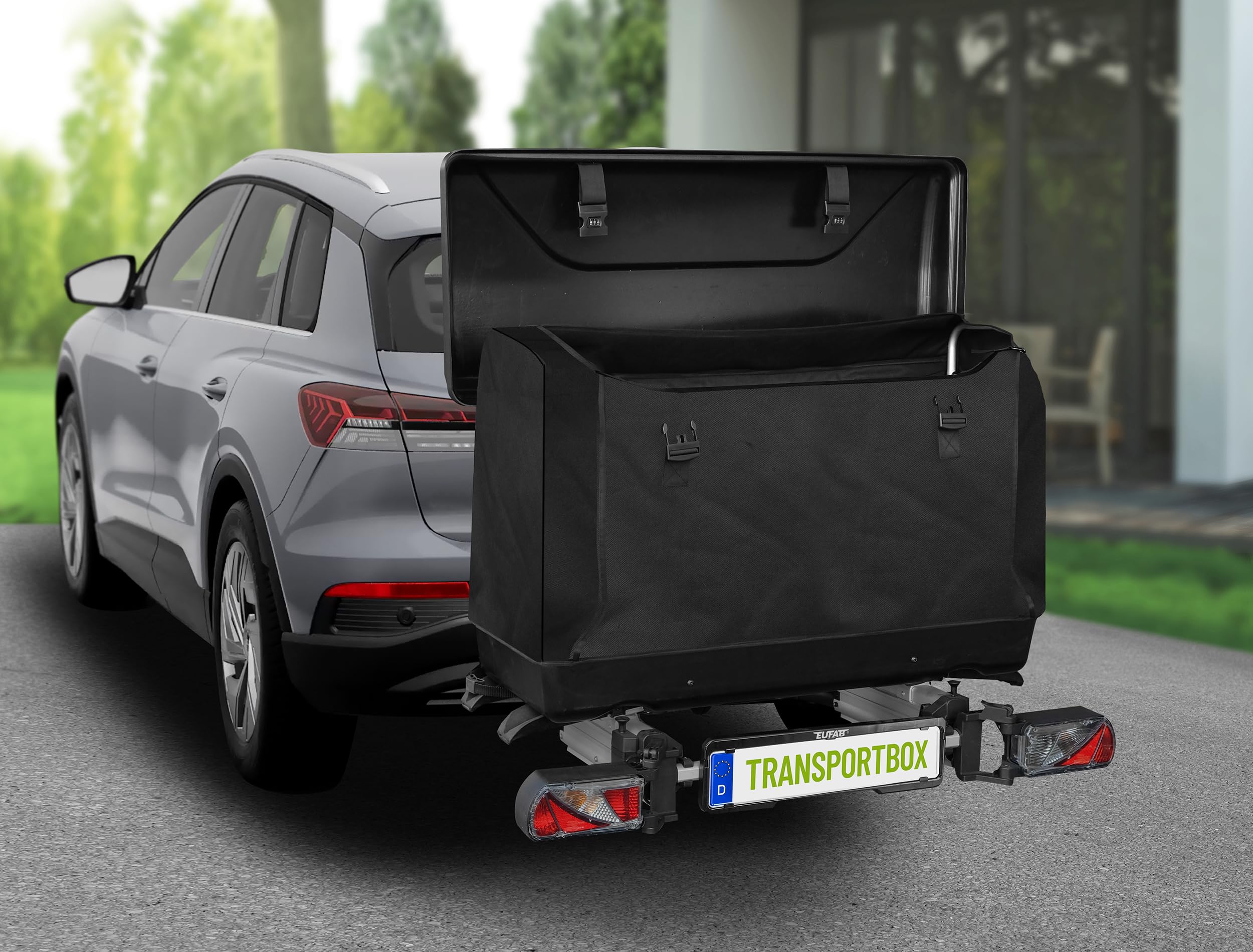 EUFAB 11651 Transportbox für Fahrradträger 350 l, Schwarz