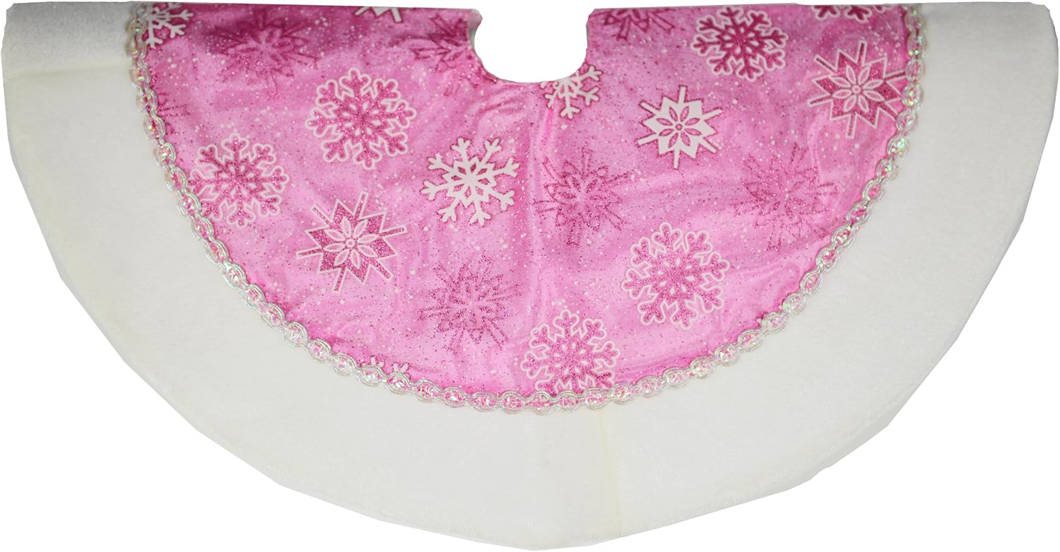 Darice 18" Pink & White Mini Tree Skirt With Glittered