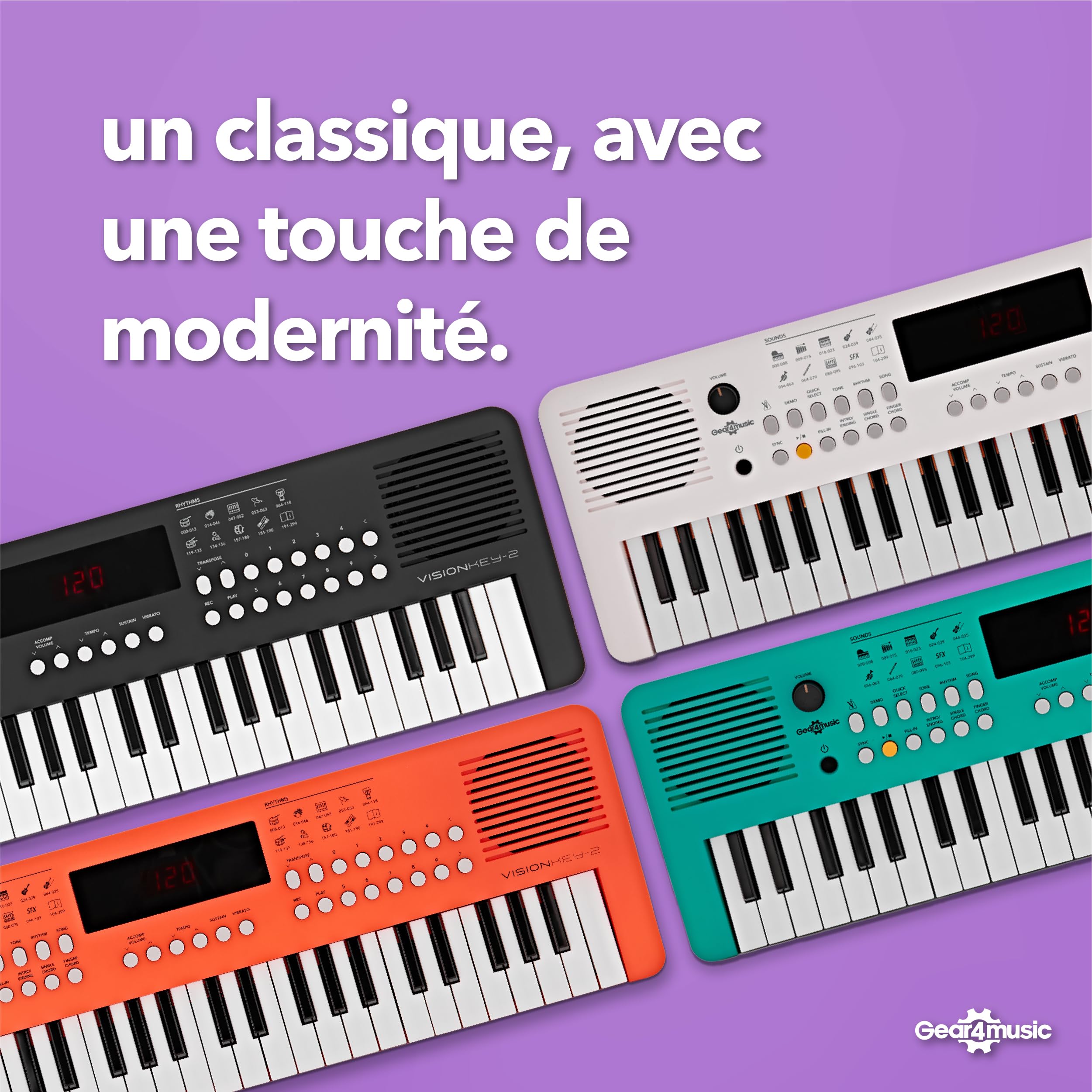 Clavier MIDI portable 49 touches - Mini clavier électrique de Piano, Orange | Pour Débutants et Passionnés de Musique, 49 Mini Touches, 300 Sons et Rythmes, MIDI USB, Sortie Casque, Piles ou USB