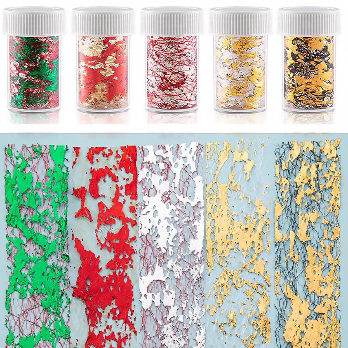 SHERCHPRY 3 Set Adesivi Per Unghie Decorazioni Mesh Per Nail Art Con Design Vari Colori Per Manicure Te Per Donne E Ragazze 10 Pezzi * 3