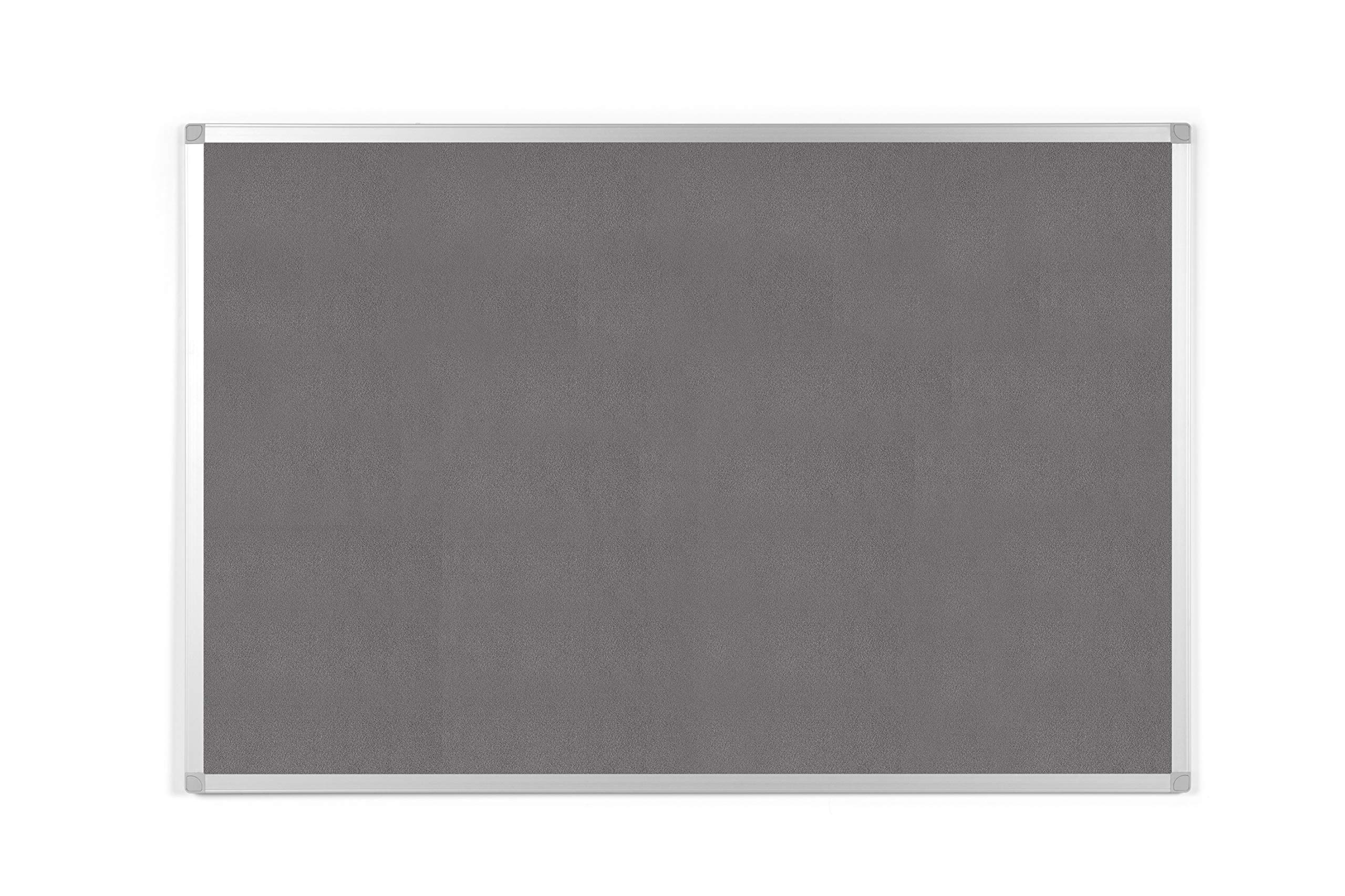 BoardsPlus24" x 36" Gray Felt Fabric Bulletin Pin Board, Aluminum Frame, Easy Install Wall Mount, for Home, Office, School