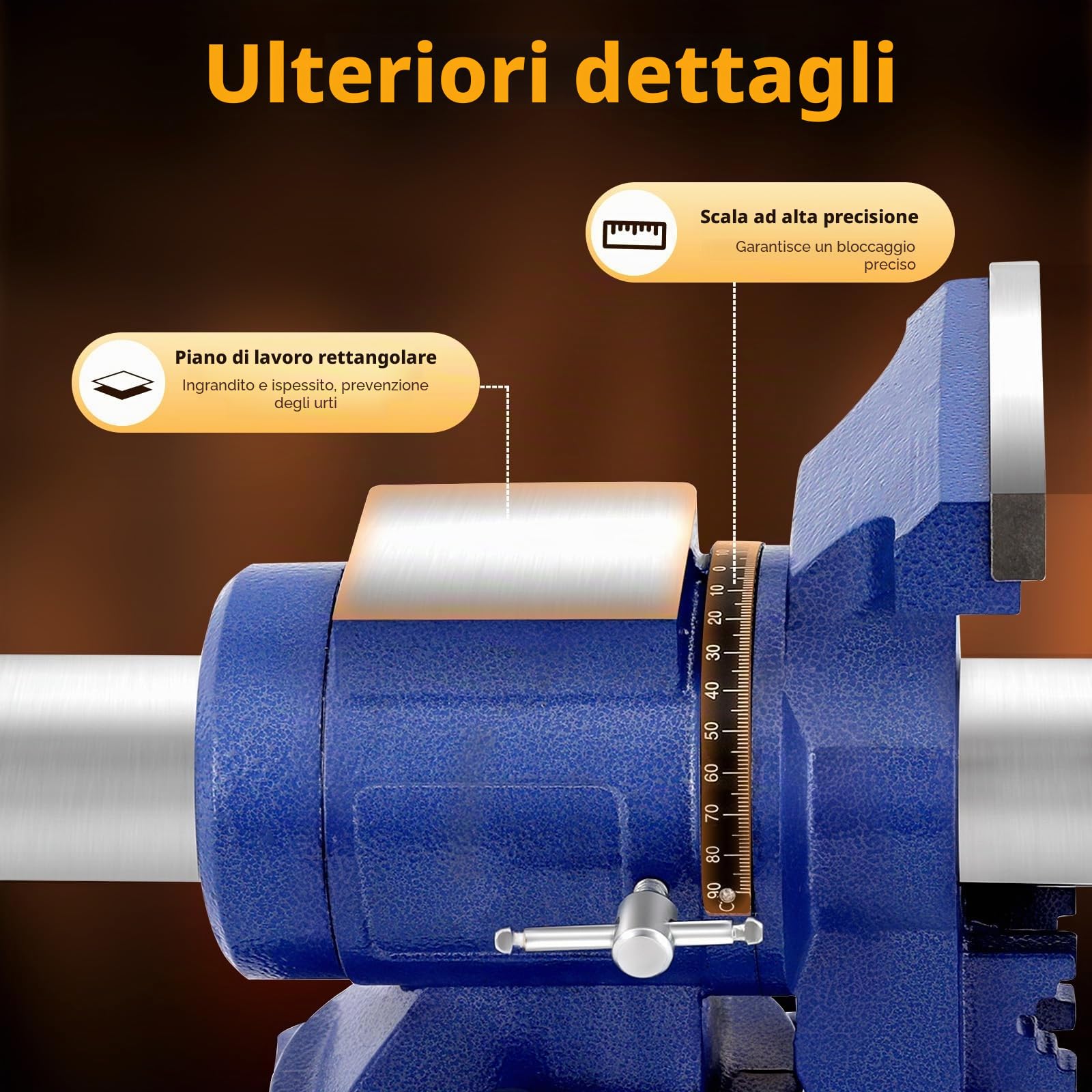 Morsa professionale per banco da lavoro ad alte prestazioni, con testa di base girevole a 360°, girevole, morsa multiuso per meccanici e ingegneri