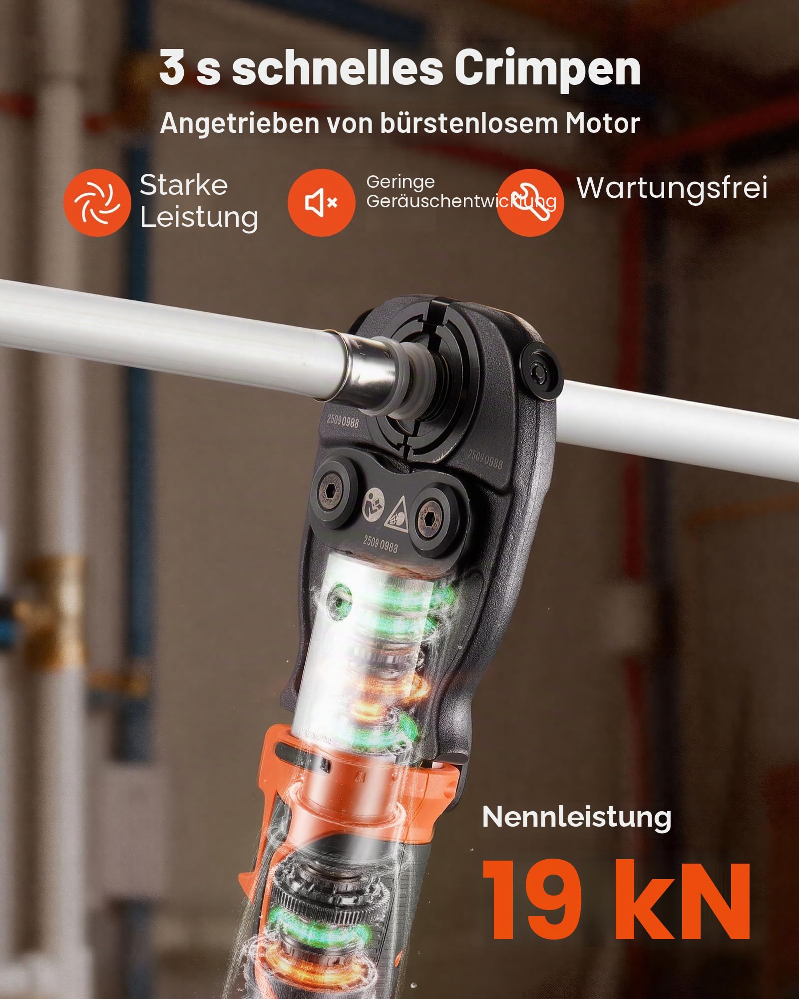 VEVOR Pressmaschine, 18-V-Elektro-Rohrpresswerkzeug-Set für PEX- & Aluminium-Kunststoff-Rohre – mit Pressbacken U16, U20, U25 & U32, 2 x 2-Ah-Akkus, Schnellladegerät & Tragekoffer