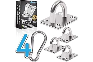 4 Pcs M6 Premium Heavy Duty Square Stainless Steel Pad Eye Hooks