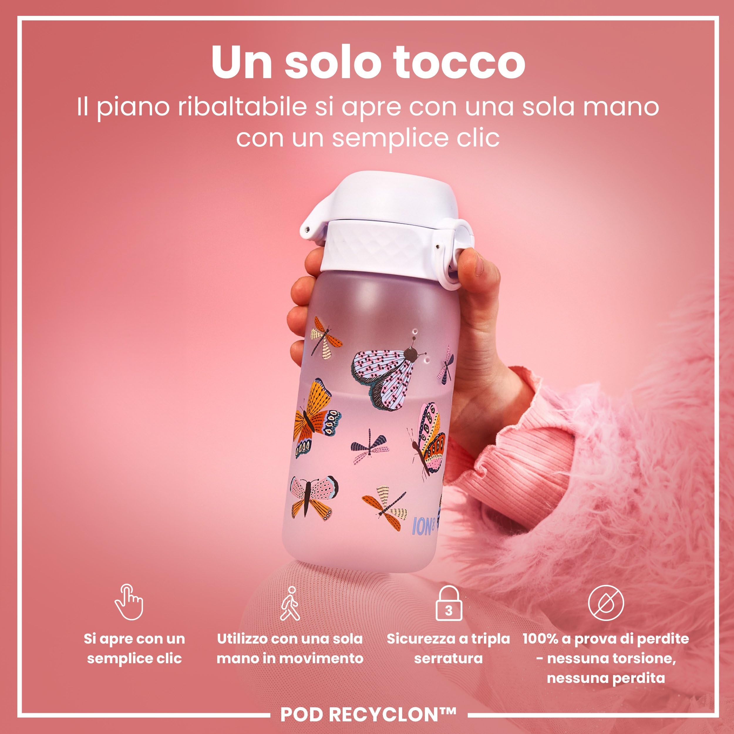 ION8 Borraccia per Bambini 350ml a Prova di Perdite Lavabile in Lavastoviglie Senza BPA