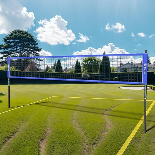 Miniatura 6 de Juego de red de voleibol portátil, juego de redes profesionales de voleibol para patio trasero y playa, red de voleibol al aire libre con postes de