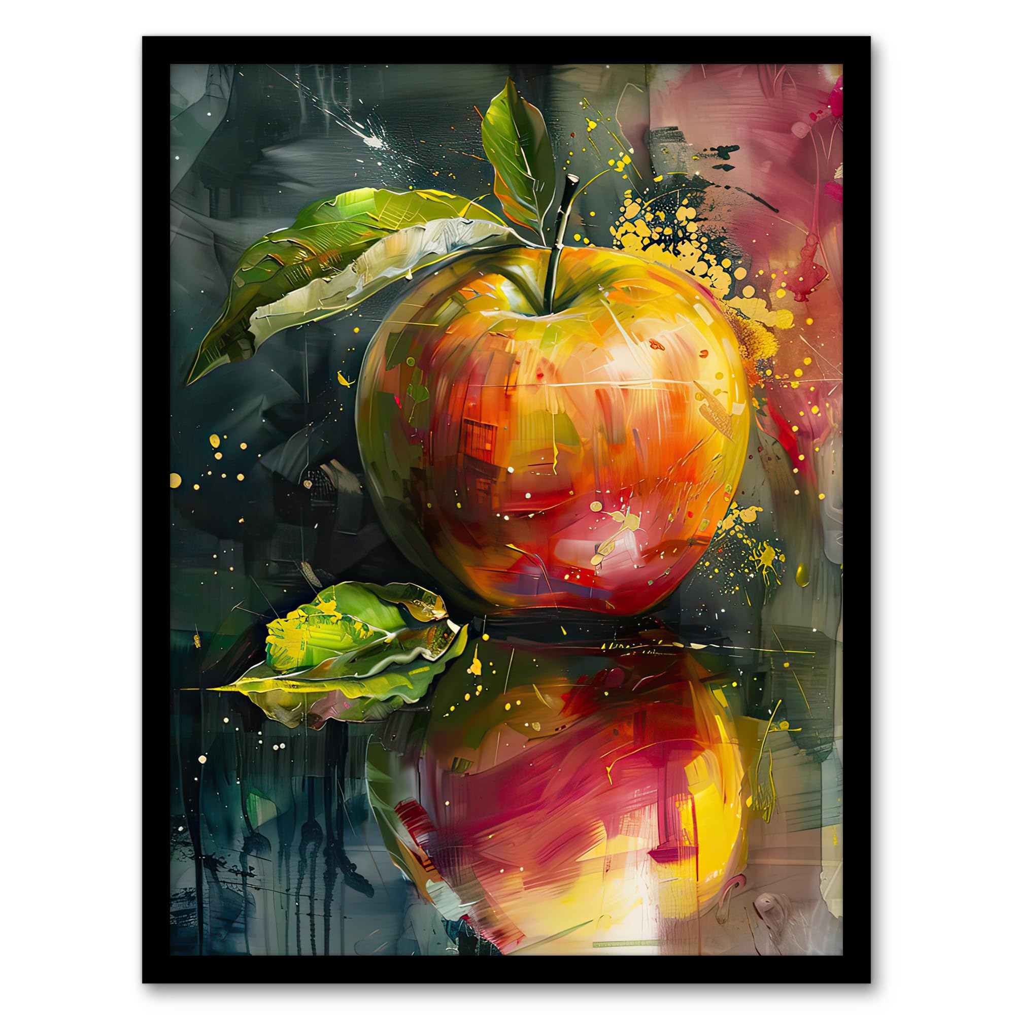 Artery8 Apple Still Life Modern Artwork Fruit Mirror Wall Art PrintA4 Size from B&Q