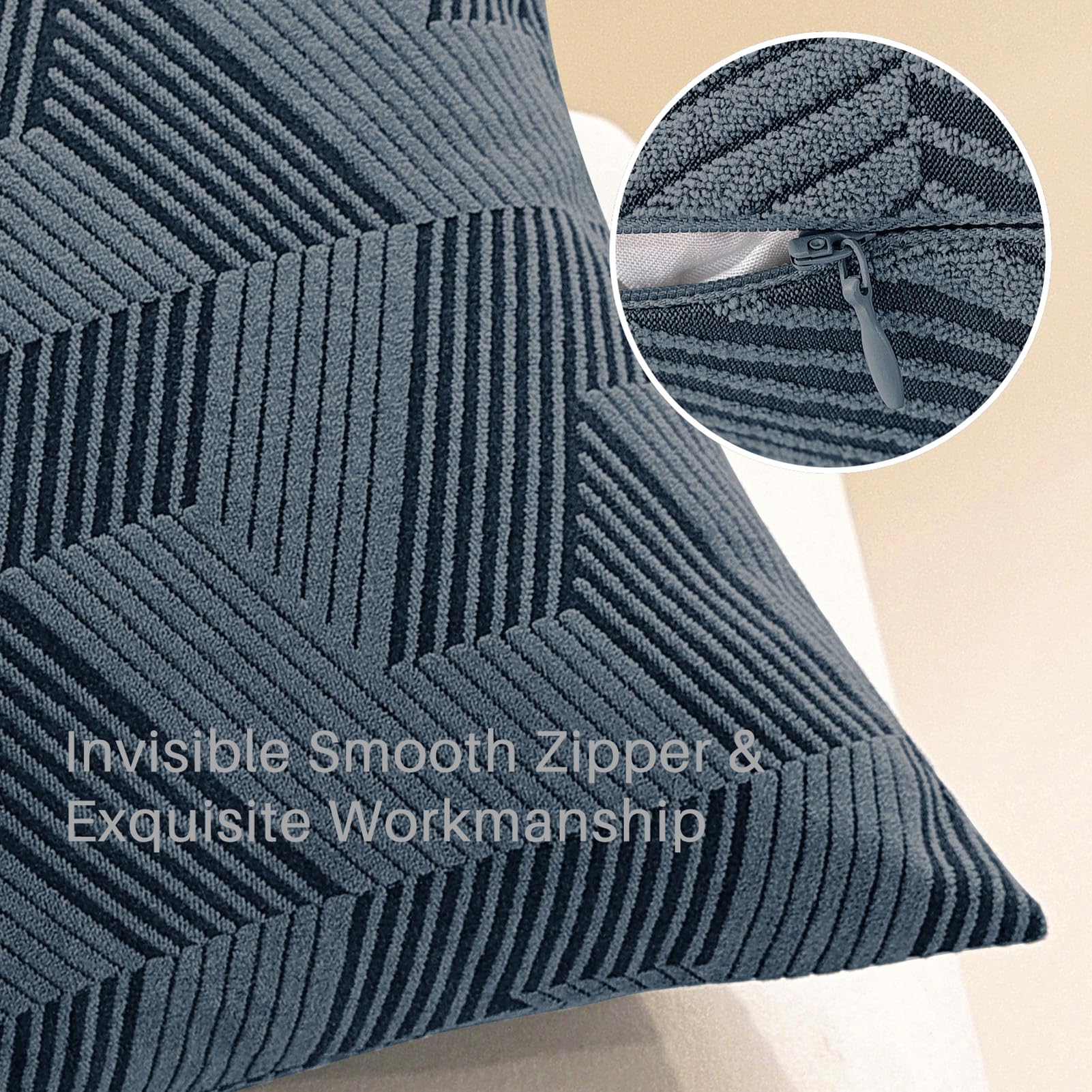 Kissenbezüge Dekokissen, Quadratische Kissenbezüges, Moderne Dekokissen Weiche Kissenbezüge für Wohnzimmer, Sofa Schlafzimmer Zuhause Dekor (Dunkelgrau,45 x 45 cm)
