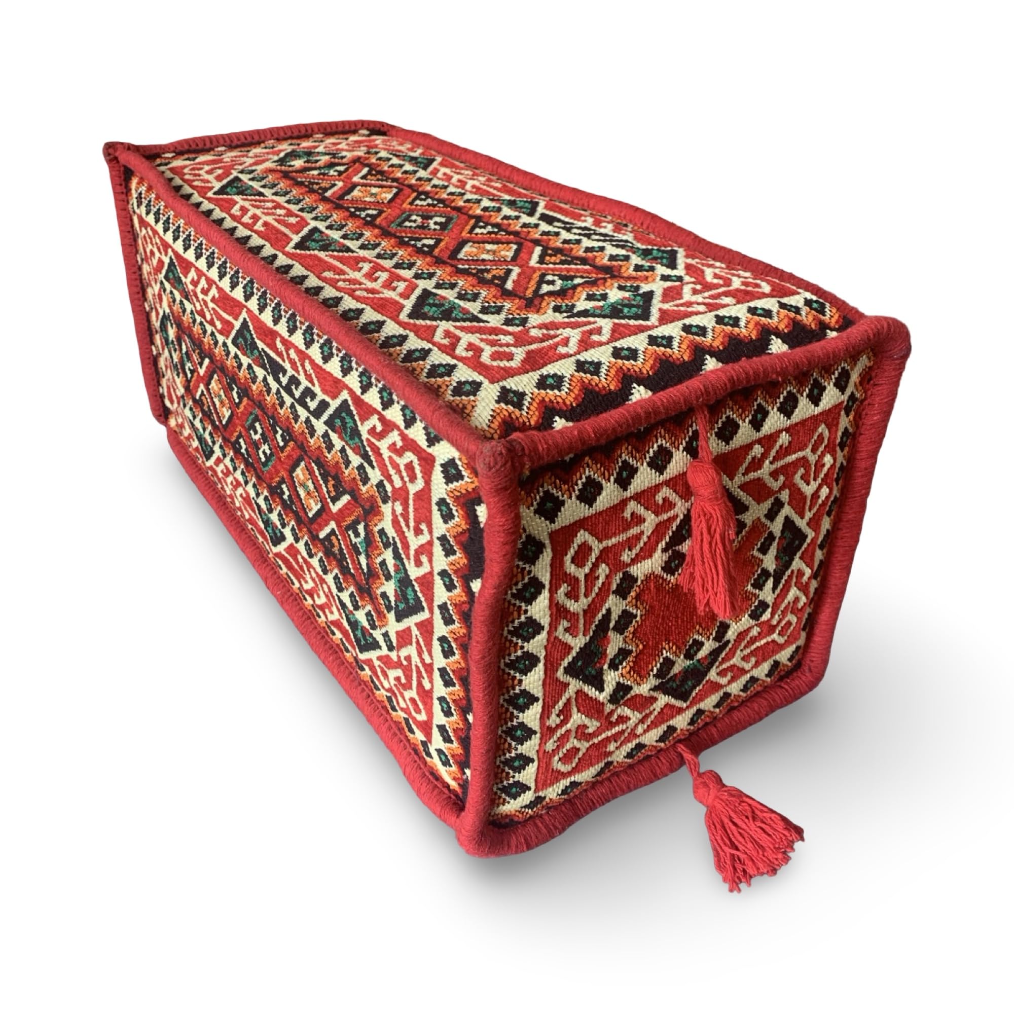 Spirit Home Interiors Decorative Rectangle Moroccan Style Kilim Bolster Case With Tassels - Bohemian Armrest Pillow Case - Unstuffed (Chile)