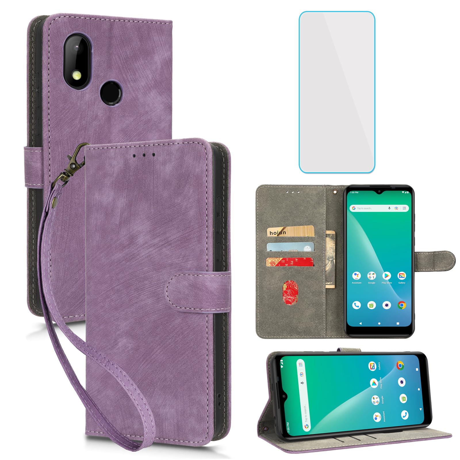 Compatible with Hot Pepper Chilaca 6.5" Wallet Case with Screen Protector [RFID Blocking] Leather Card Holder Kickstand Cell Phone Cover for HotPepper Chilaca HPPL60A Purple