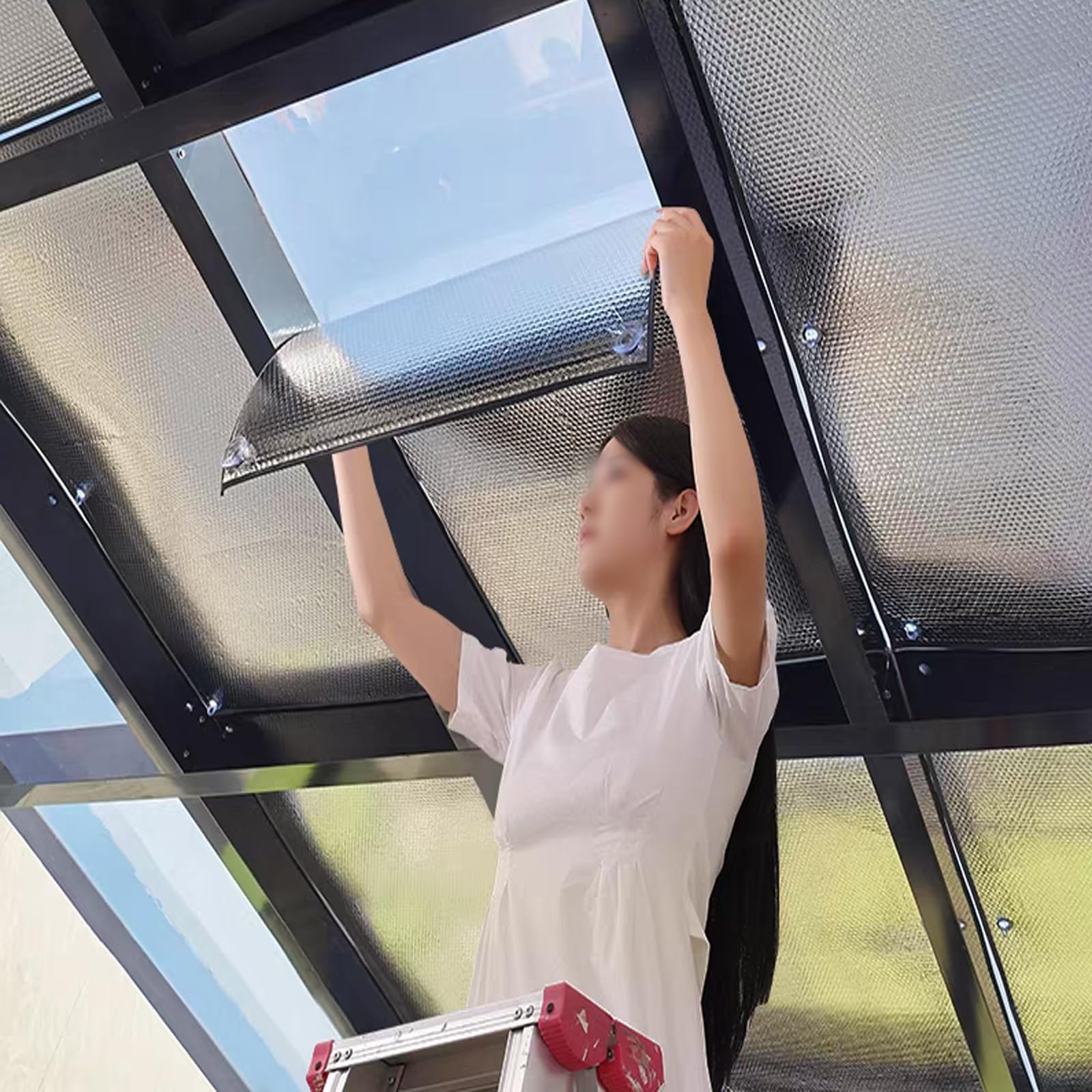 Rückstandslose Sonnenschutz Folie,Silber Fensterfolie Blickdicht Reflektierende Fensterfolie,8 Mm Dicke 99% Uv-Schutz Dämmfolie für Schlafzimmer,Badezimmer,Büro,Dachfenster (60x100cm/24 x39)