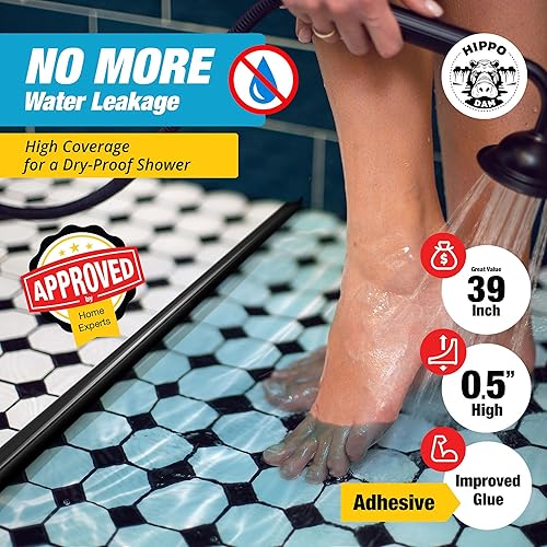 Miniatura 9 de Barrera de agua para umbral de ducha de 39 pulgadas, bloqueador de agua plegable blanco para ducha, protector de agua para piso, bloqueador de agua