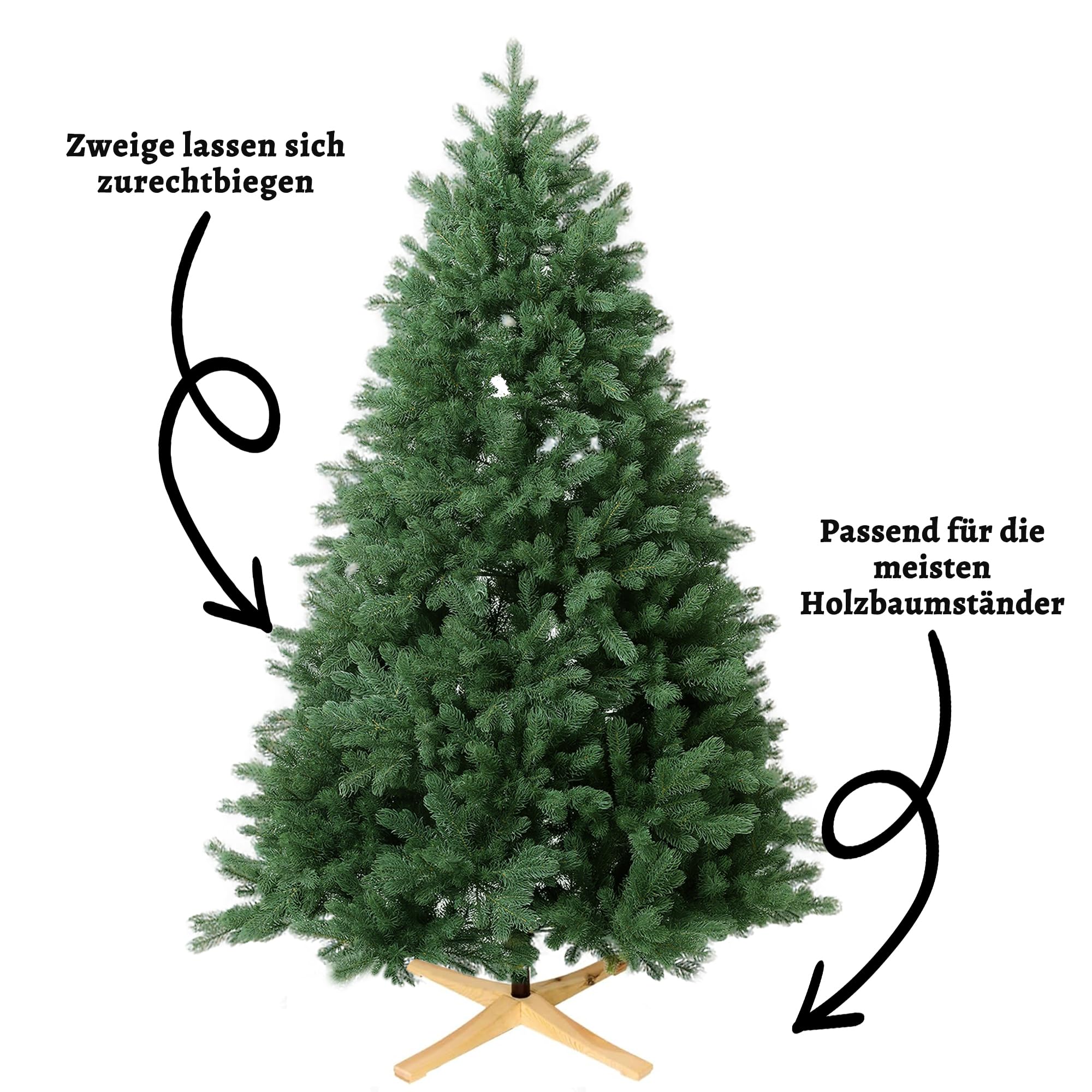 EVGN Sapin de Noël Artificiel de qualité supérieure - 180 cm - 100% Moulage par Injection - Branches en polyéthylène (réaliste et Dense) - Aspect réaliste - Aspect réaliste - sans éclairage