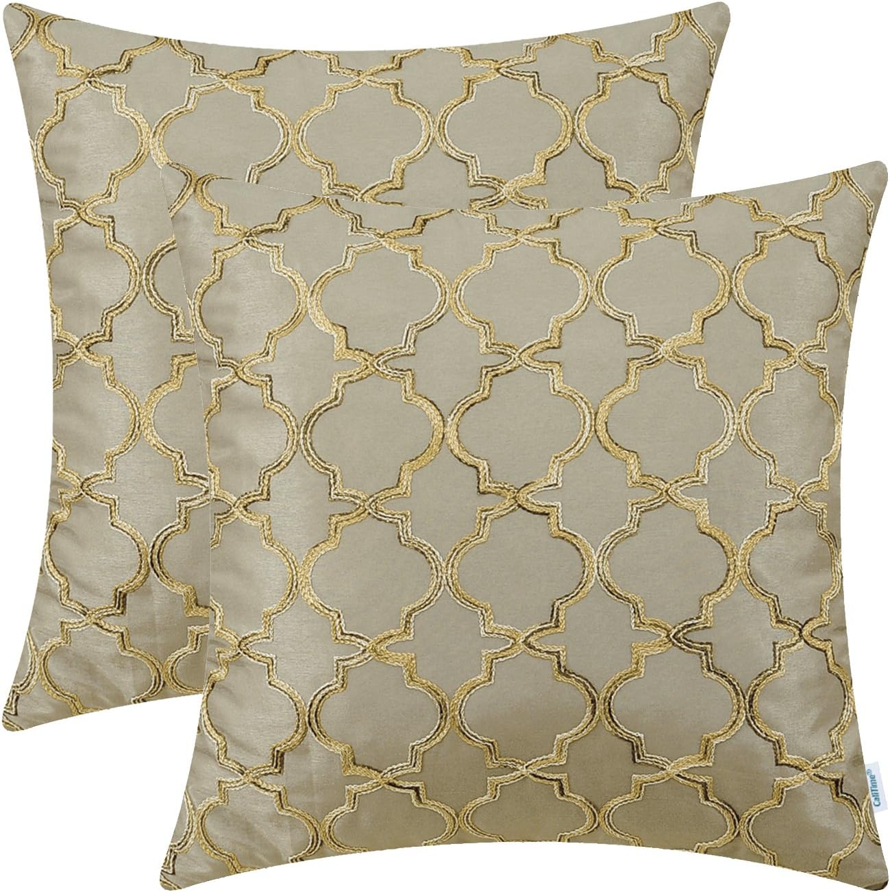 CaliTime Pack of 2 Faux Silk Throw Pillow Covers Cases for