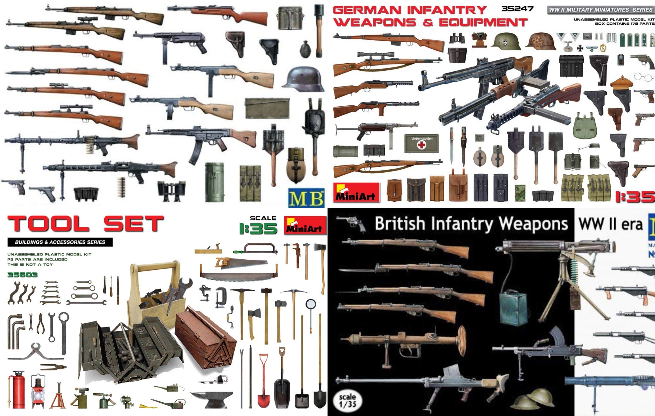 Buy Masterbox Bundle LOT of Weapon and Equipment 4 Plastic Kits 1/35