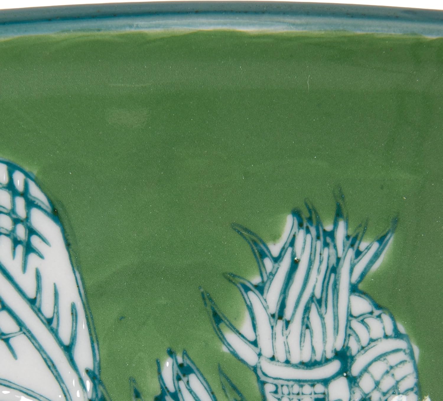 Creative Co-Op Stoneware Pedestal Bowl, Green