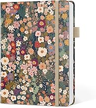 Taja Pretty Lined Journal for Women, Aesthetic Cute Hardcover Leather Journal for Writing, A5 College Ruled Notebook for Work & Note Taking, Perfect for Office School Home, 160 Pages, Meadow Flowers