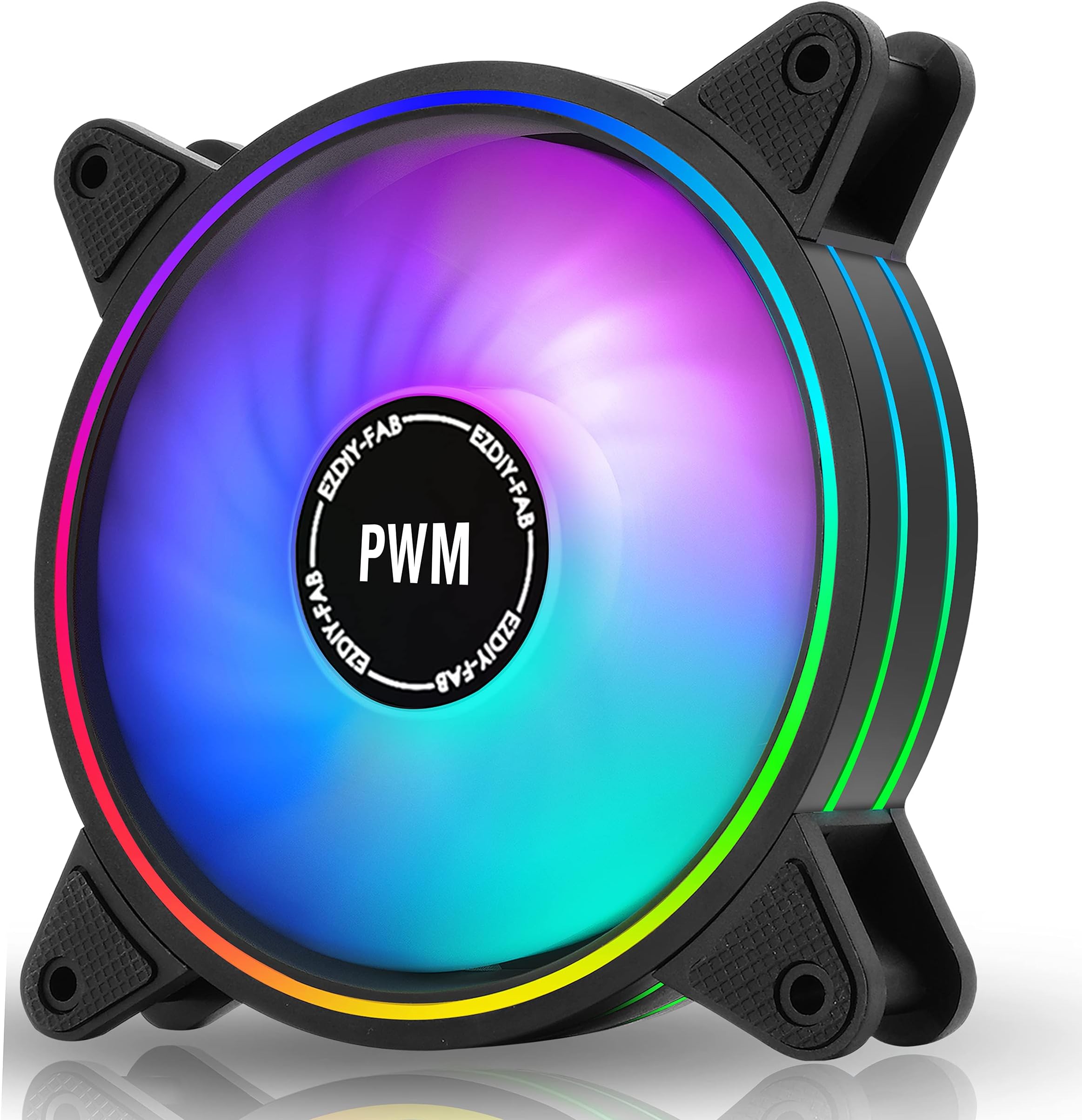 EZDIY-FAB 120mm RGB PWM Case Fan (1 Pack, Compatible with 5V-3Pin RGB, Desktop)