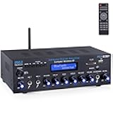 Wireless BT Stereo Amplifier - Multi Channel, 200 Watt Power, Home Audio Receiver System with FM Radio, BT, USB SD, AUX, RCA, Mic-in, BT and FM Antenna - PDA63BT