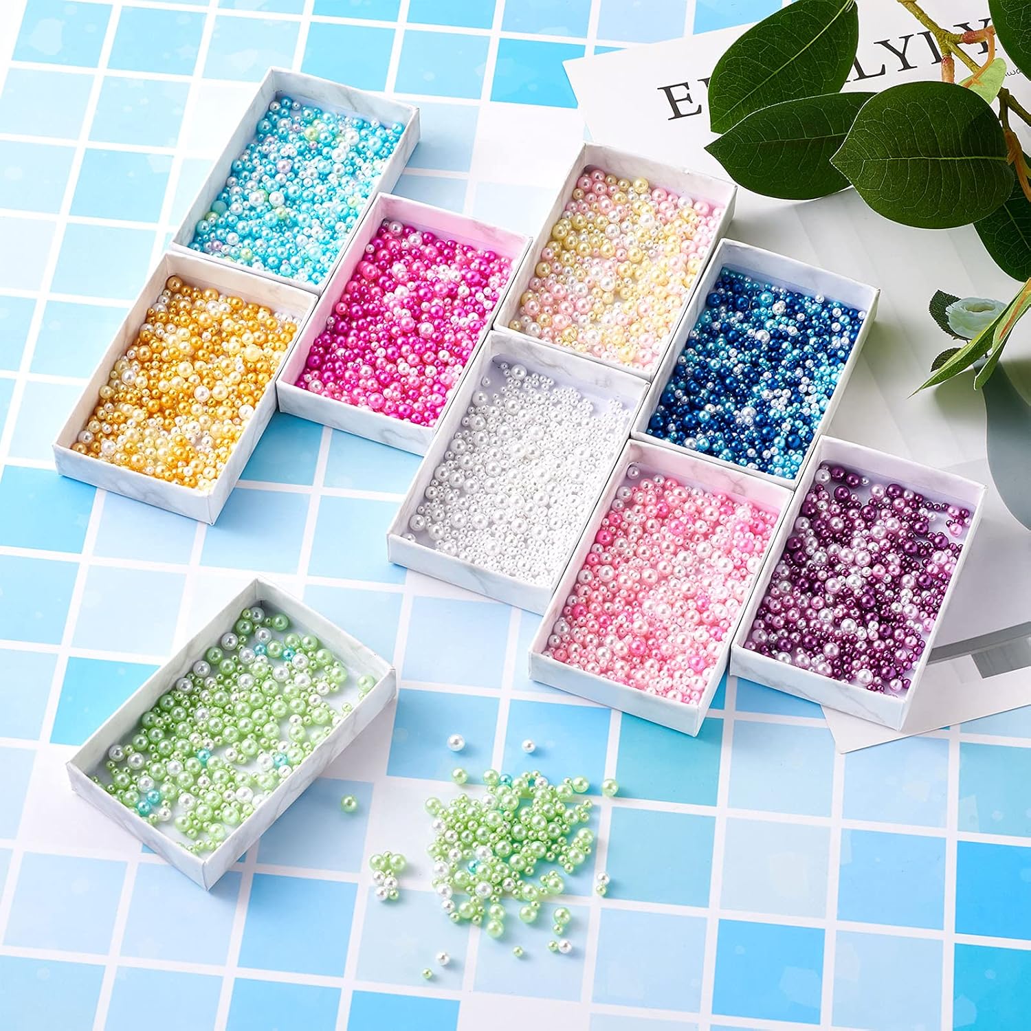 KISSITTY 9 Bags Undrilled Resin Beads 9 Colors No Hole Round Imitation Pearl 2.5~5mm Luster Faux Pearls for DIY Jewelry Vase Resin Fillers Wedding Party Home Decoration - Image 6