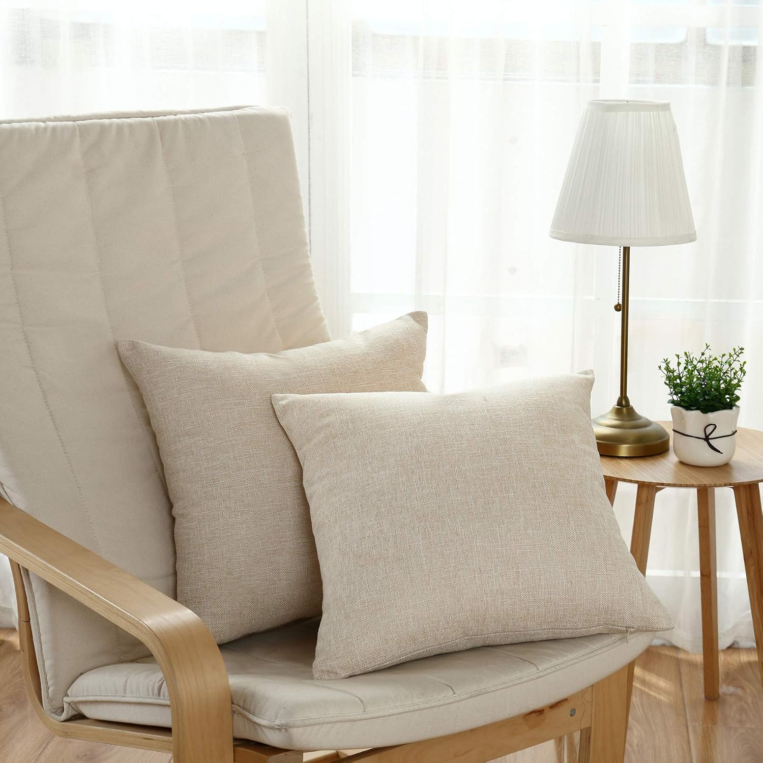 Sunday Praise Linen Decorative Throw Pillow Covers,Classical Square Solid Color Pillow Cases,18x18 Inches Cushion Covers for Sofa Couch Bed&Car,Pack of 2 (Beige) : Home & Kitchen