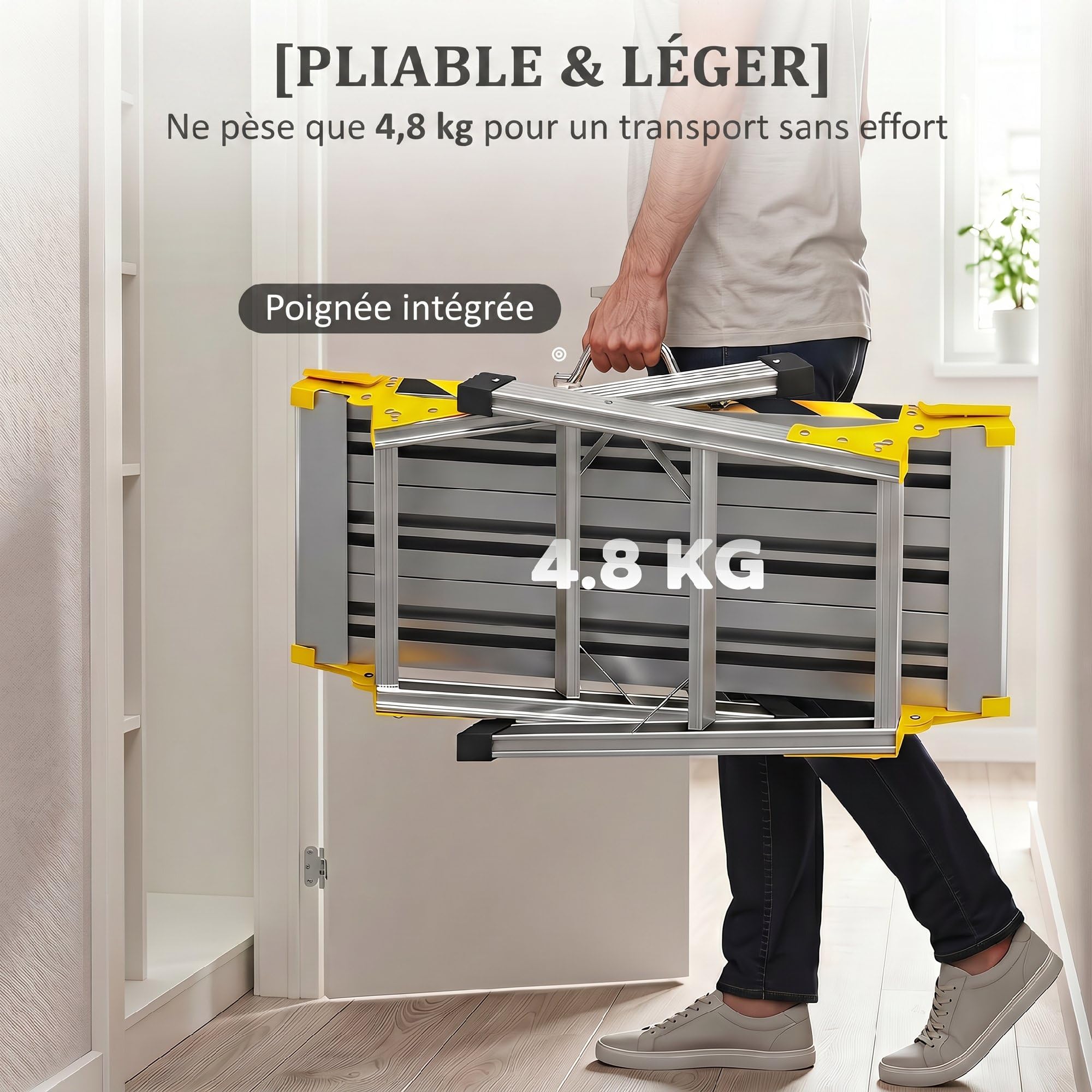 HOMCOM Établi Pliant Aluminium avec Poignée 110 x 32 x 50 cm Argenté