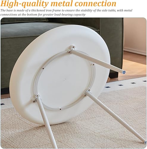 Miniatura 6 de Mesa auxiliar redonda pequeña, mesa auxiliar para sala de estar, dormitorio, oficina, espacios pequeños, fácil montaje, color negro