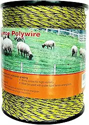 Cerca Elétrica Polywire Atualizada 1722 Pés, 525 Metros, 6 Fios de Aço Inoxidável para Condutividade Confiável e Resistência À Ferrugem, Corda de Cerca Elétrica Portátil