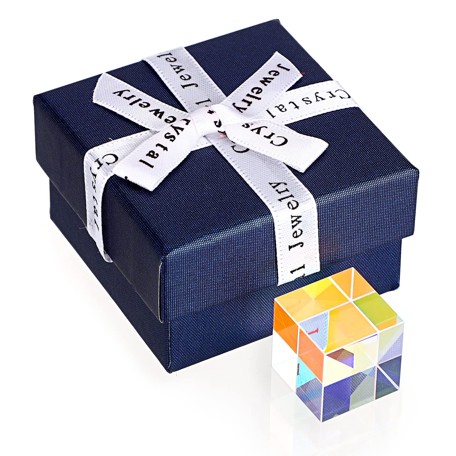 SumnaconDispersion X-Cube Glass Prism, 20mm RGB Optical Glass Photography Prism with Full Rainbow Color Crystal Prism for Teaching Light Spectrum Physics Decoration Gift