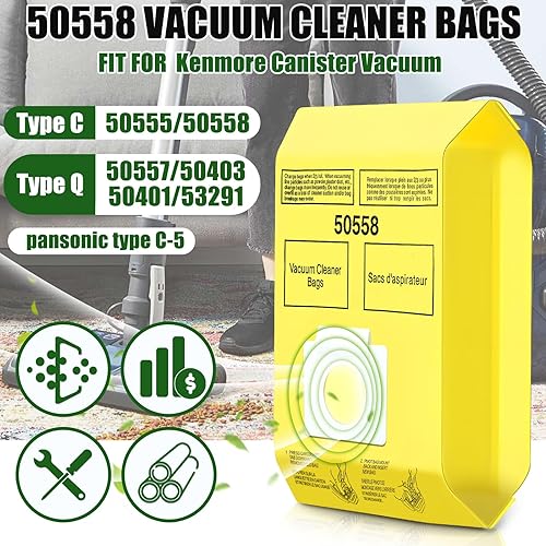 Miniatura 3 de Paquete de 30 bolsas para aspiradora Kenmore tipo C/Q 5055 50555 50557 50558 y Pana·sonic tipo C-5 C-18