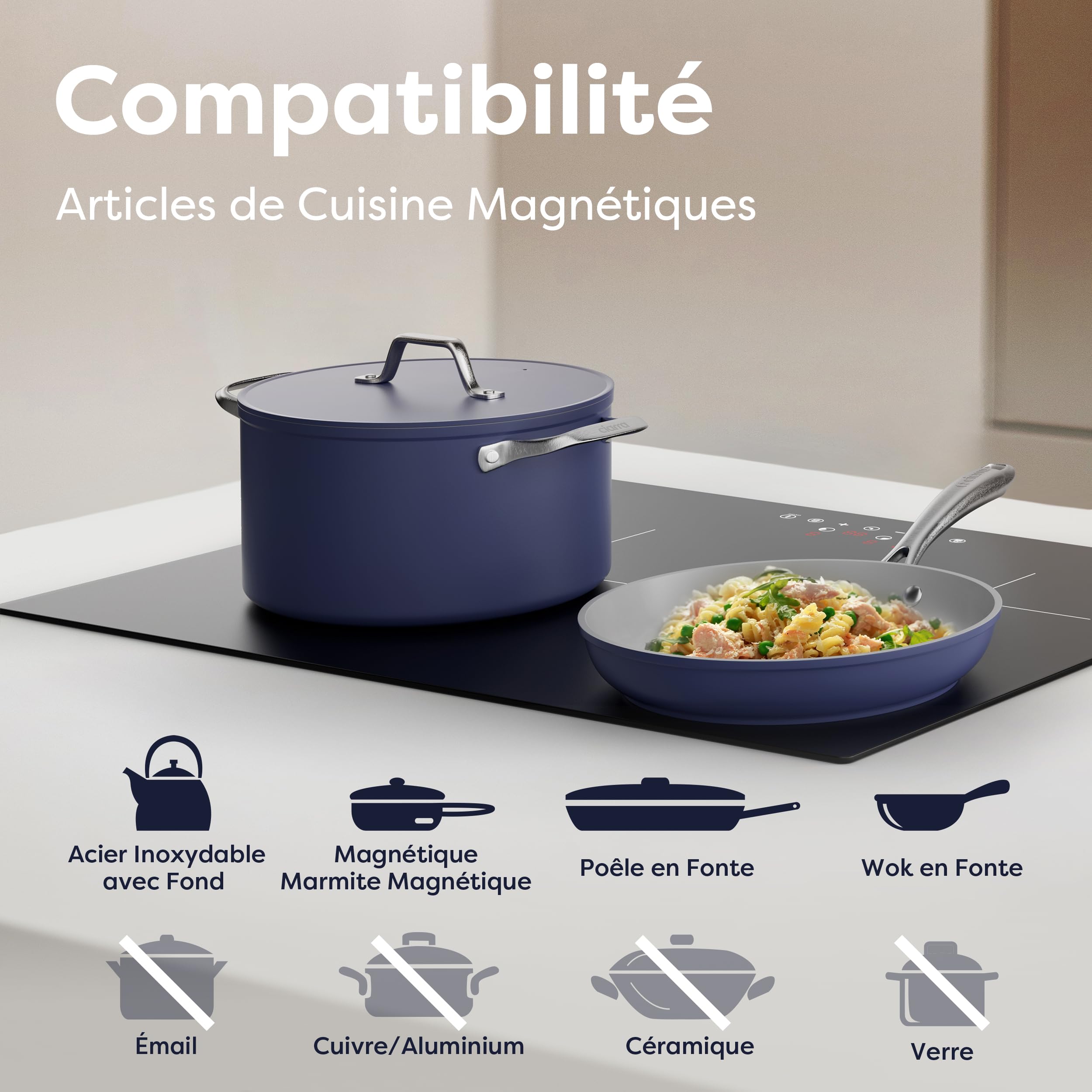 Ciarra Plaque Induction 3 Feux Encastrable 60cm 6200W Fonction Boost | Sécurité Enfant, Puissance Limitée, Minuteur, 9 Niveaux, Fonction Pause, Verre vitrocéramique, CBBIH3