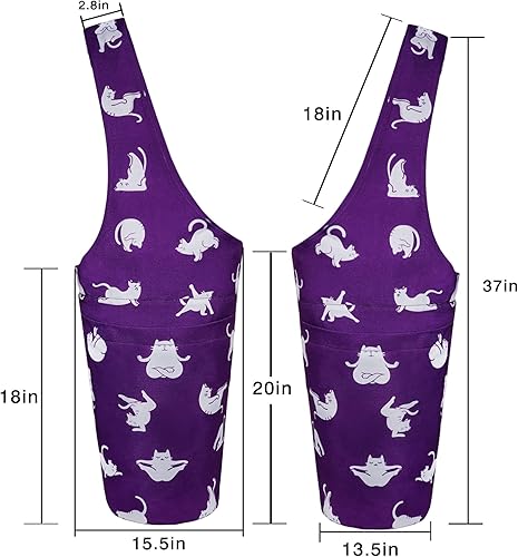 Miniatura 10 de Bolsa de esterilla de yoga impresa a la moda con bolsillo lateral grande y bolsillo con cremallera, bolsa larga de yoga que se adapta a la mayoría