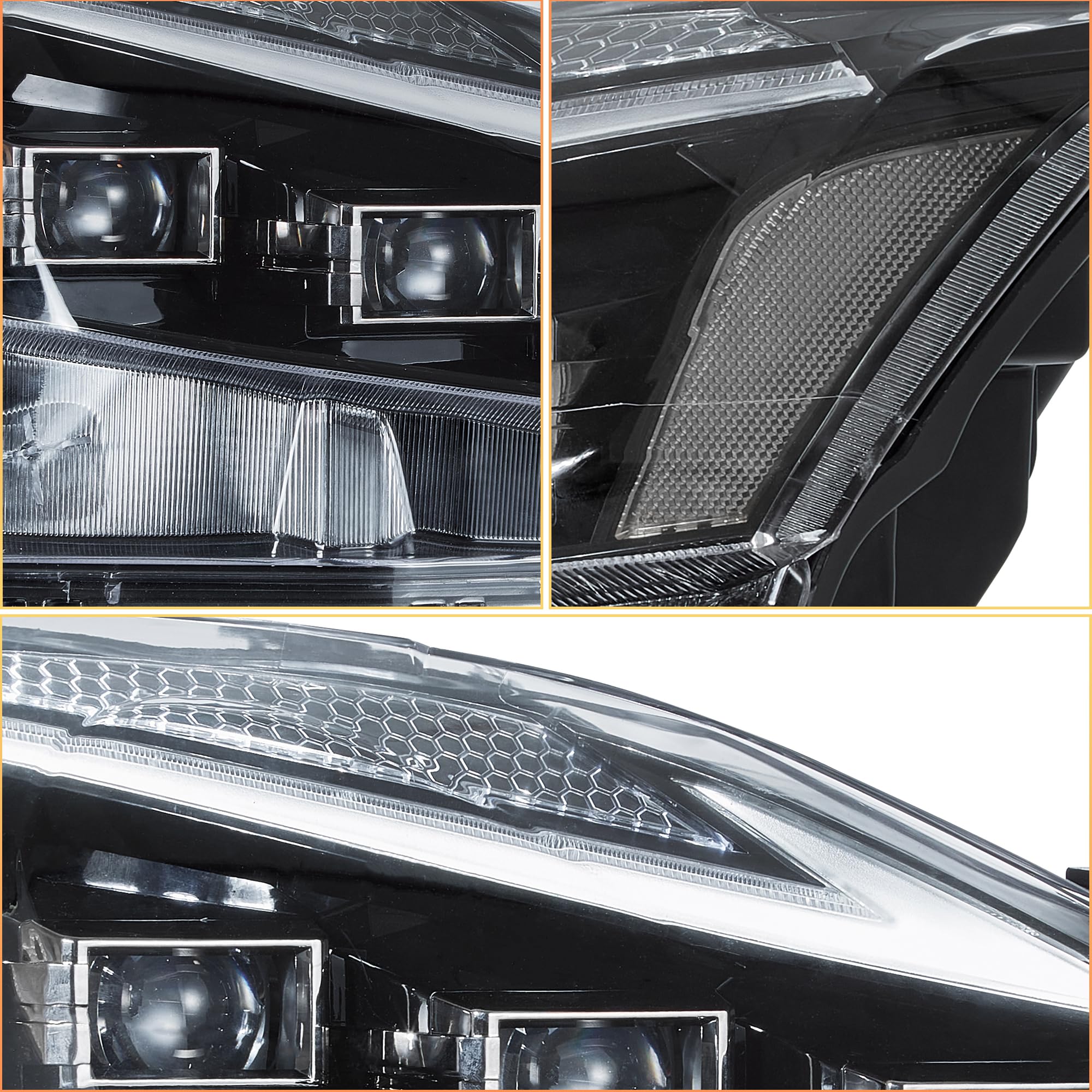 VLAND Faro LED para IS250 IS350 IS220d 2006-2012, DRL con pantalla dinámica, lado del conductor y del pasajero - reflector transparente