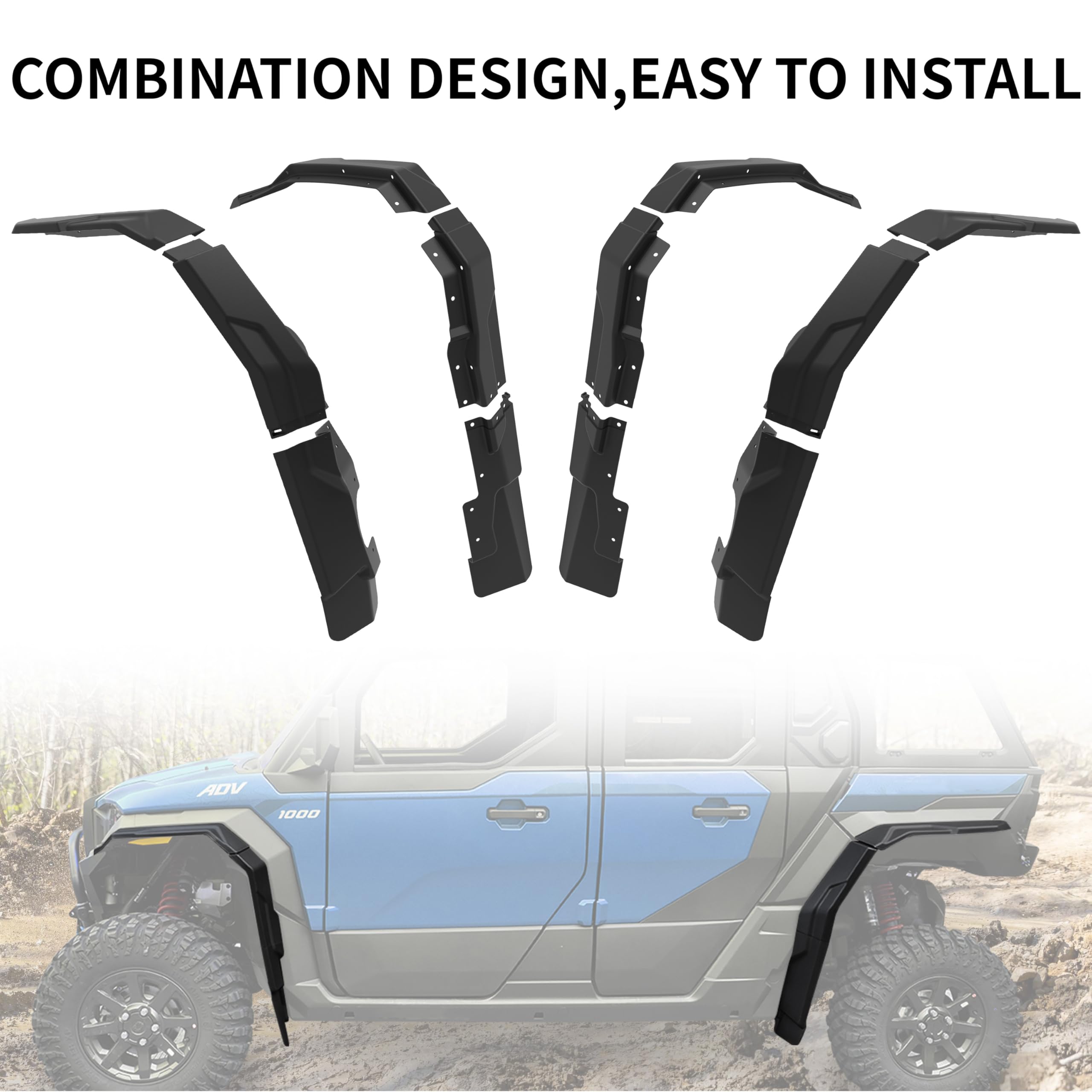 CUSAUTV Fender Flares For Polaris XPEDITION XP/ADV 2024+ - Front & Rear Mud Guards, Full Coverage