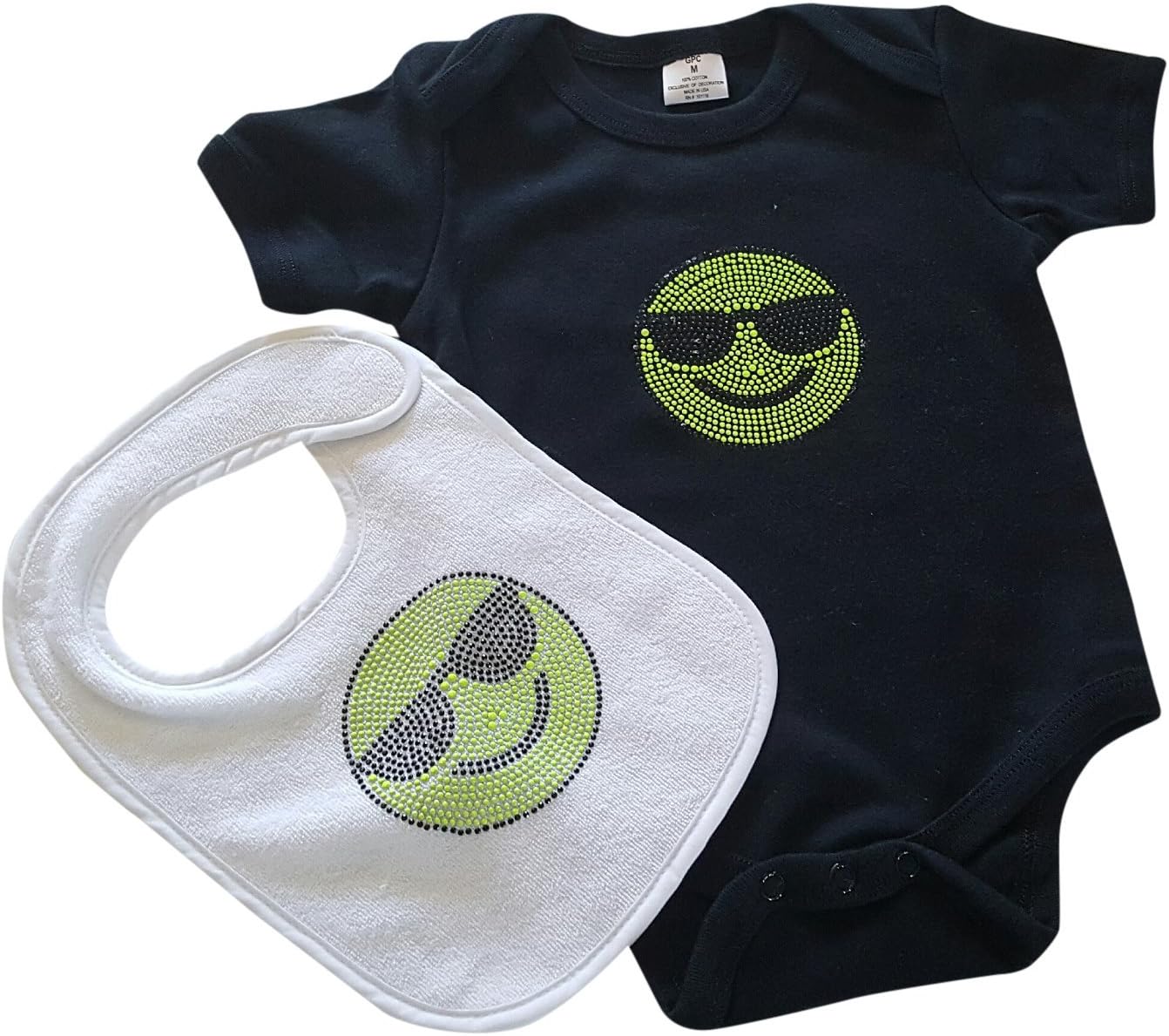 Baddablingz Emoji Glasses Onesie with Bib
