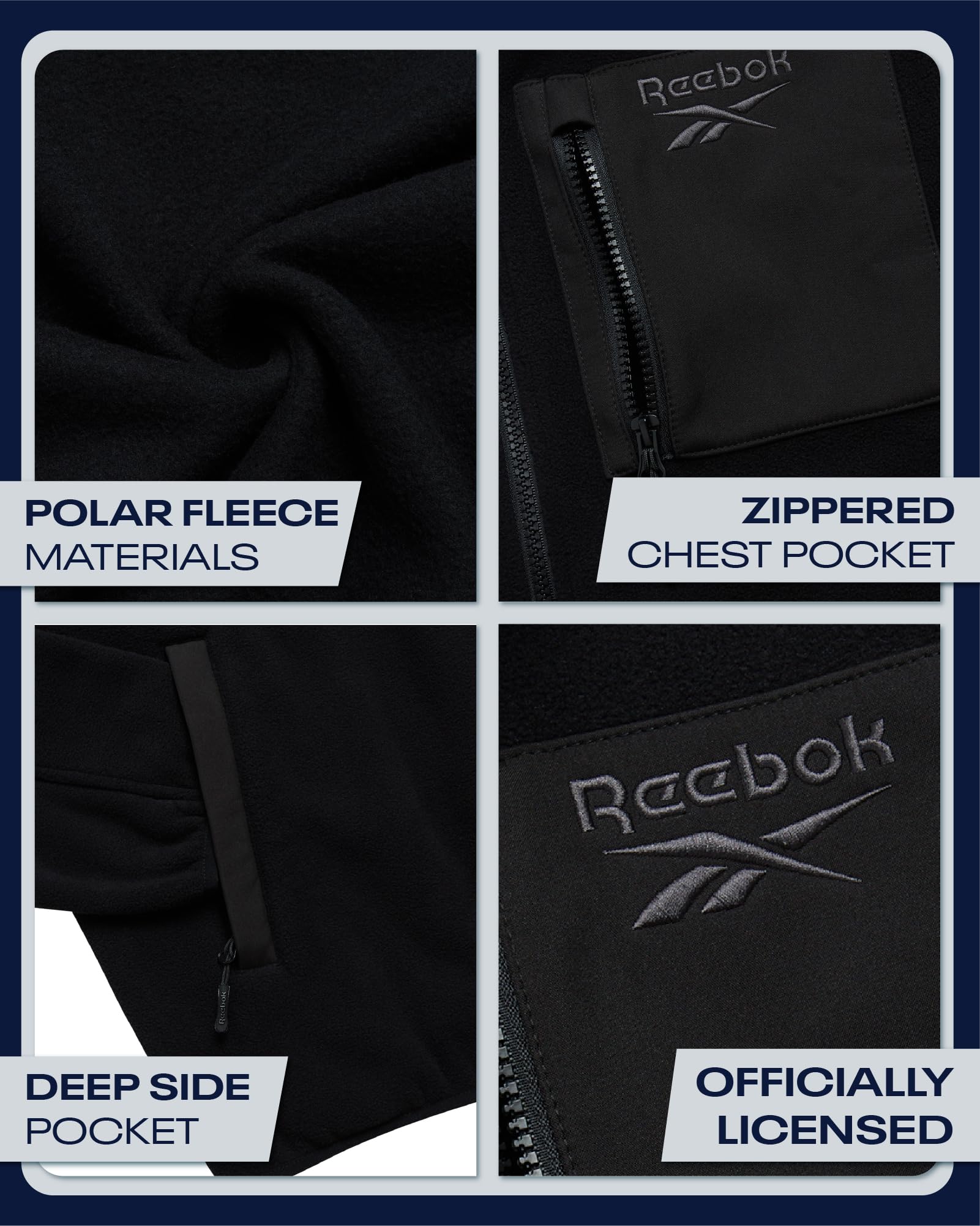 Reebok Herren M Polar No Hood Fleece-Oberbekleidungsjacken