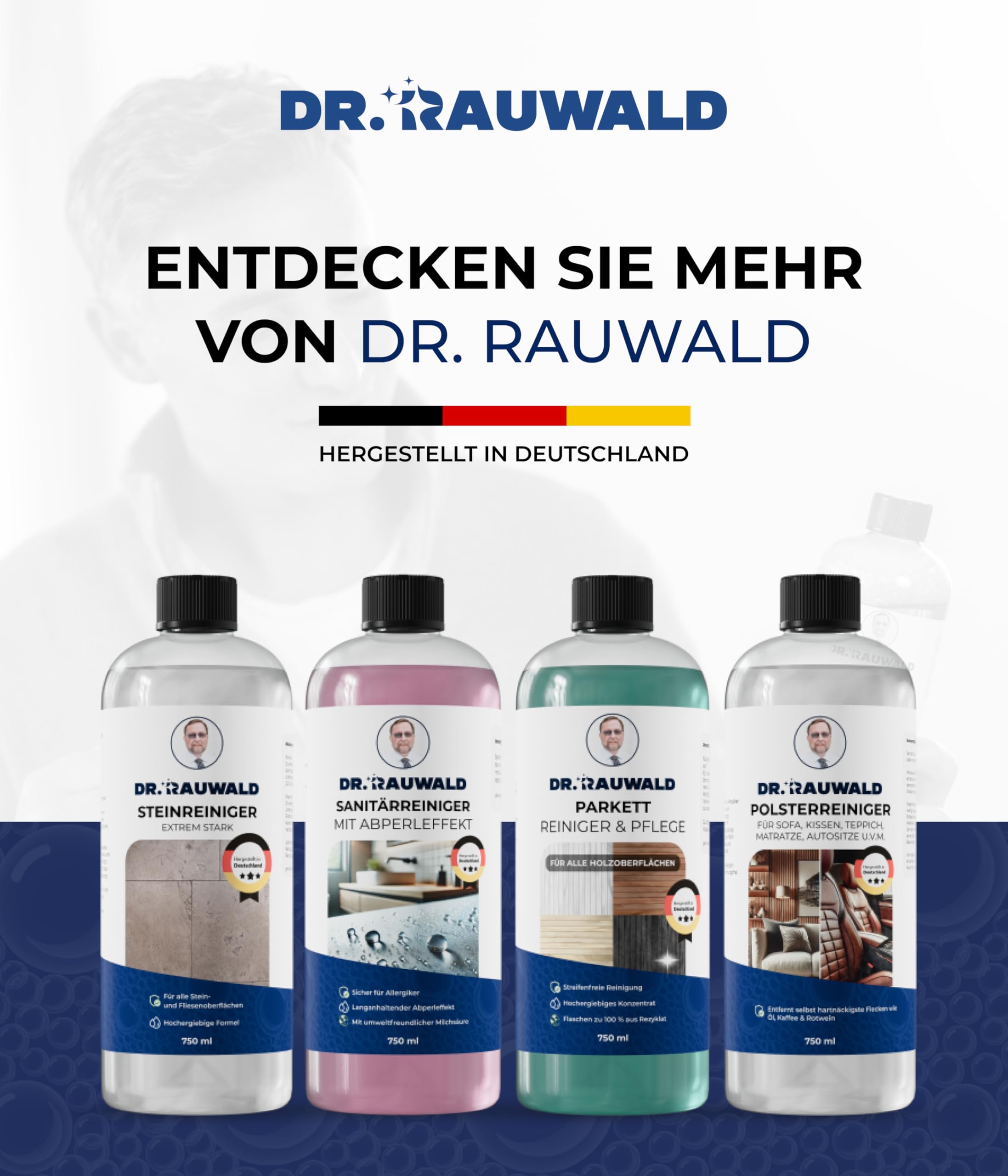 Dr. Rauwald Kleberestentferner – Aufkleber- & Etikettenentferner für Haushalt, Büro & Werkstatt – Entfernt Sekundenkleber – Deutsches Familienunternehmen – inkl. weißem Tuch – 500 ml | Inklusive Reinigungstuch. Löst Sekundenkleber & Anti-Rutsch-Noppen. Mi