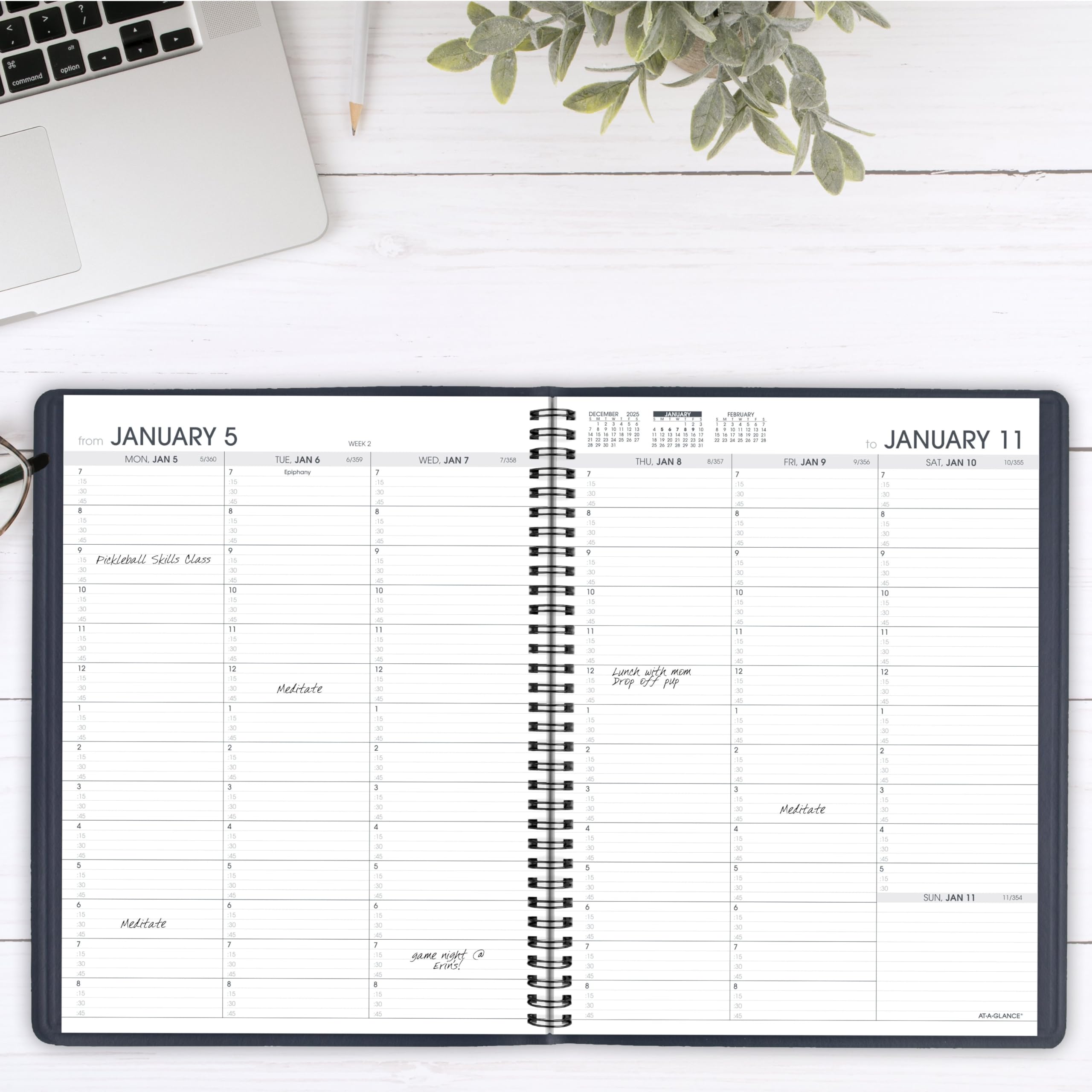 AT-A-GLANCE Agenda settimanale per appuntamenti 2026, 21 x 27,9 cm, grande, blu navy (709502026)