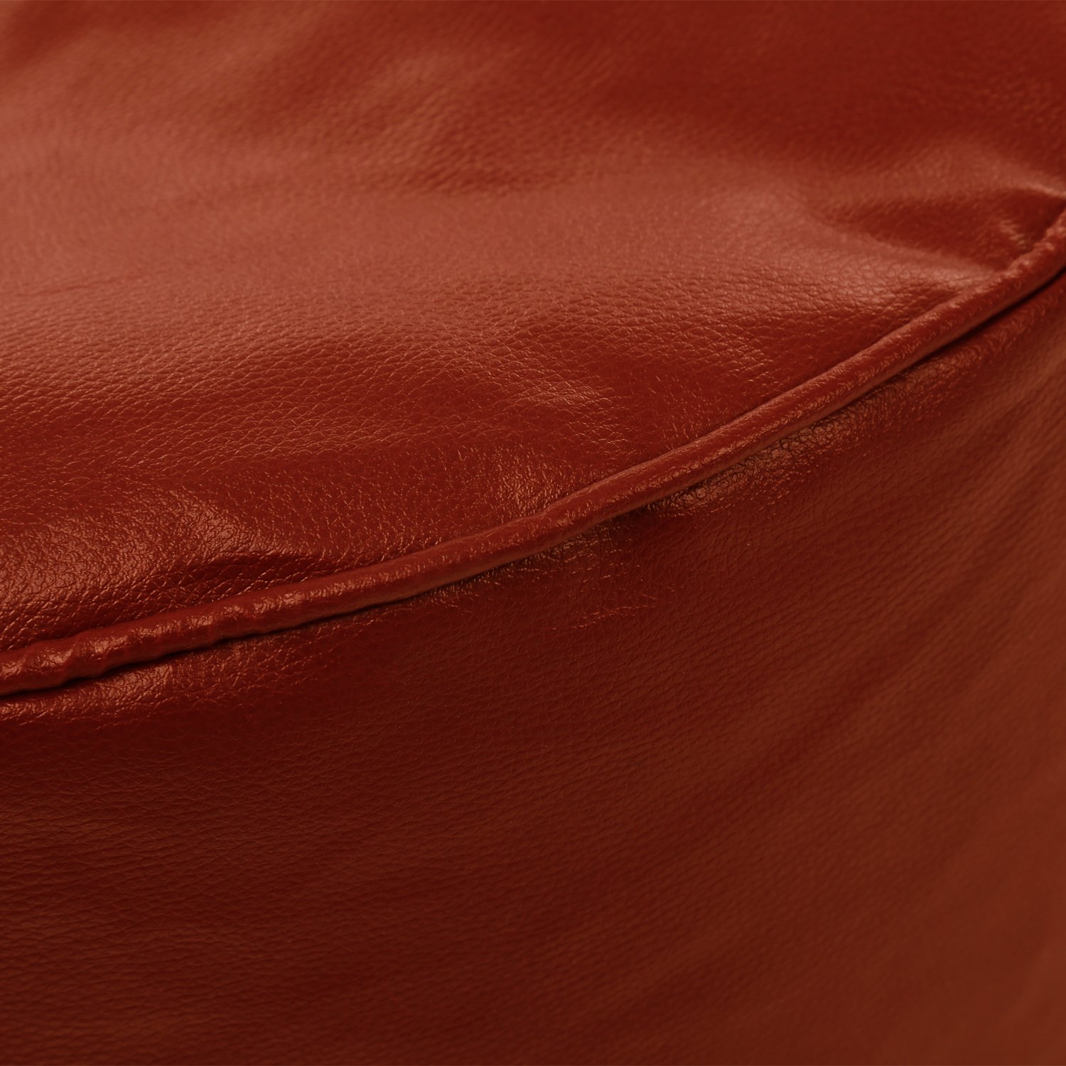 Style Homez Premium Leatherette Round Poof Bean Bag Ottoman Stool Large Size Tan Color Cover Only 3