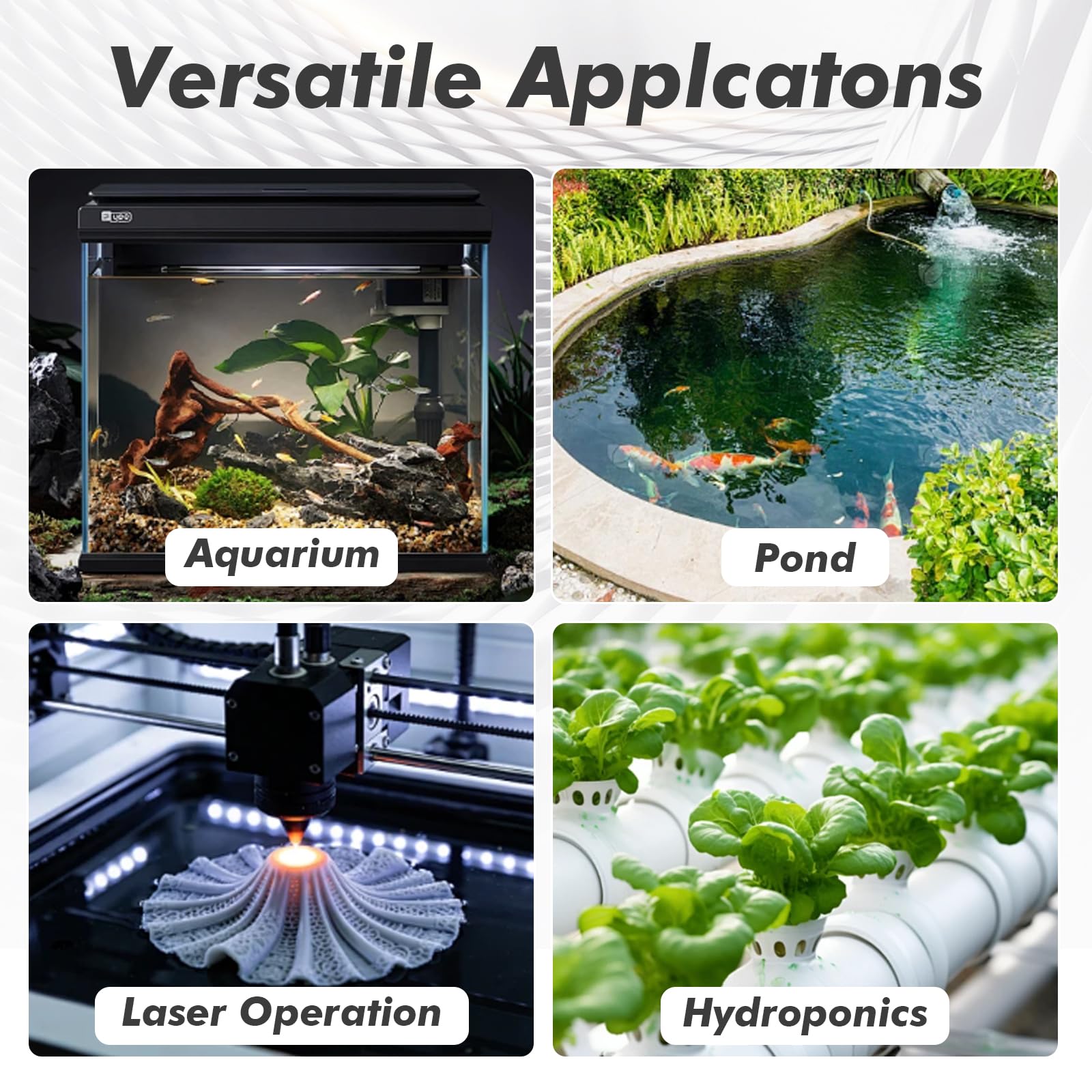 Aquarium Luftpumpe mit 6 Ausgängen für Aquariums Teichbelüftung, 25W 3300 L/H Regelbare Leise Aquariums Belüfterpumpe für mittelgroße bis große Aquarien, kleine Teiche, Hydrokulturen