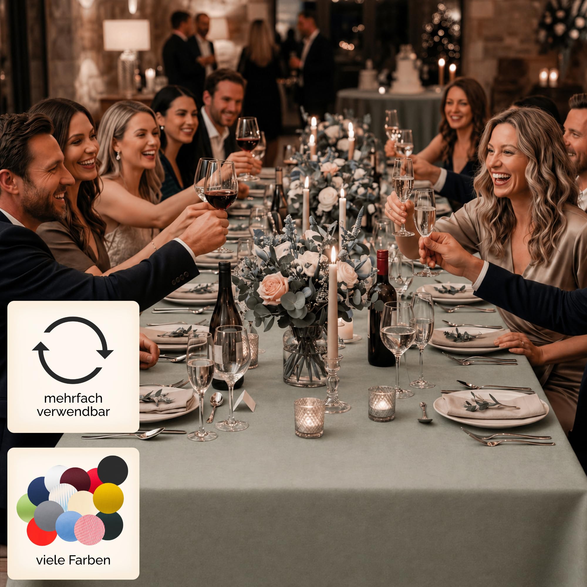 Sensalux Tischdeckenrolle Vlies 1,19 x 40 m Creme, 80 g/m² | bis 45% Recyclat, abwaschbar, wasserabweisend, Tischdecke Rolle, OEKO-TEX, Party, Hochzeit, Catering
