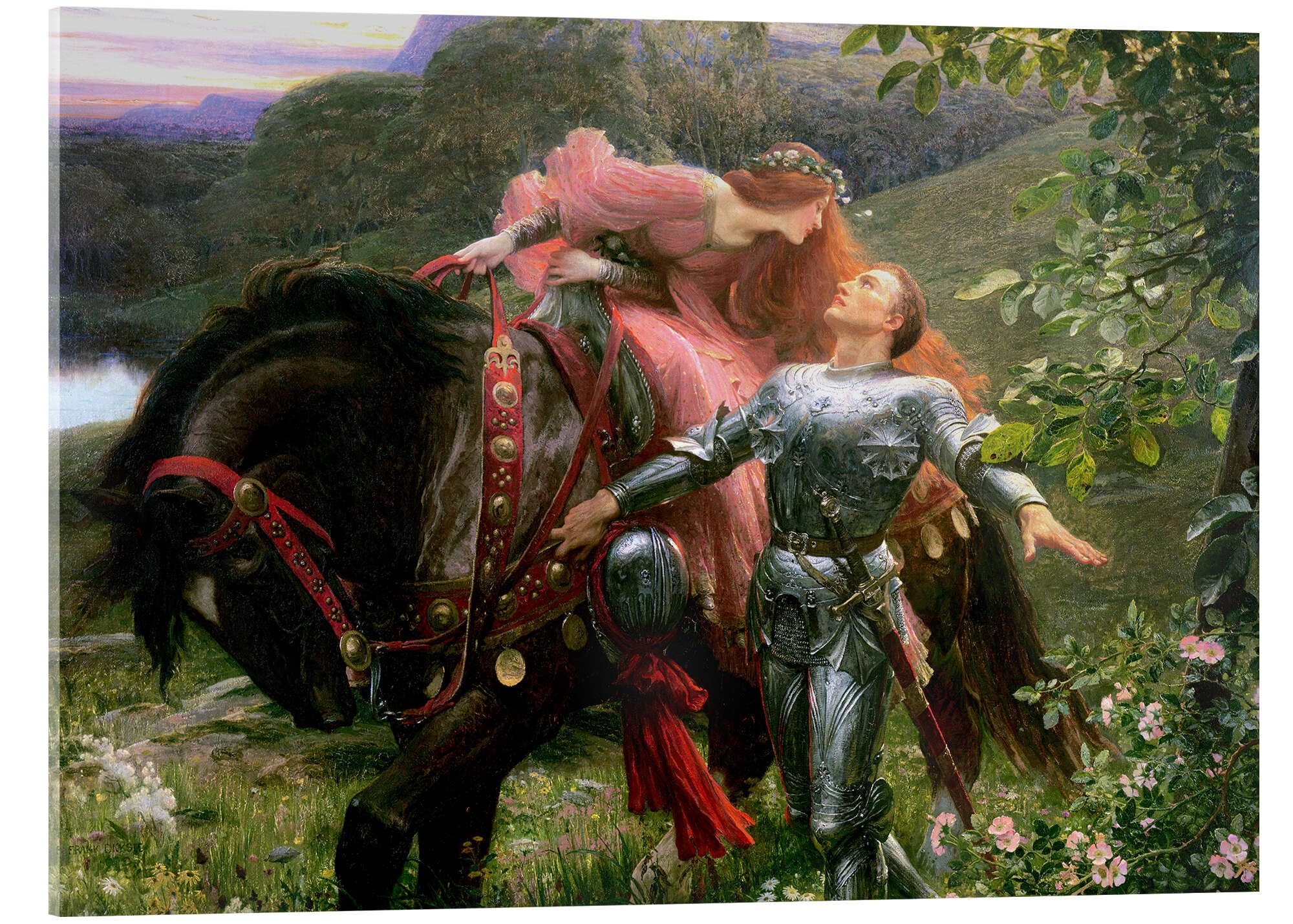 Posterlounge La Belle Dame Sans Merci Acrylic print by Sir Frank Dicksee 18 x 13 cm Green Wall art Wall decor