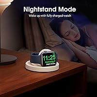 Vista 5 de Soporte de carga para Apple Watch, soporte de cargador inalámbrico magnético con cable de carga, compatible con modo de mesita de noche, compatible
