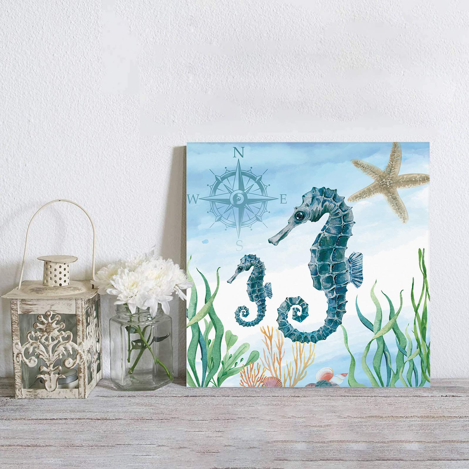 Pintura Por Números Para Niños Con Marco – Caballito De Mar 20x20 Cm, Kit Creativo Para 5-10 Años, Regalo Y Decoración De Pared