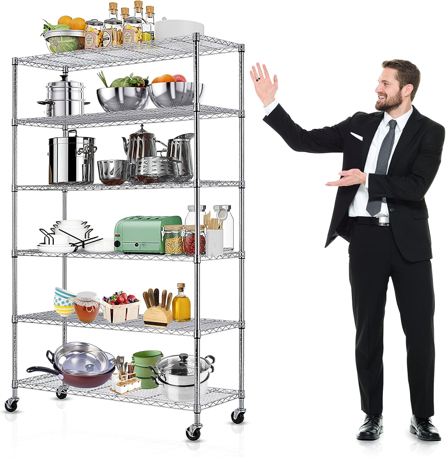 6Tier Storage Racks, 2100Lbs Capacity Heavy Duty Metal