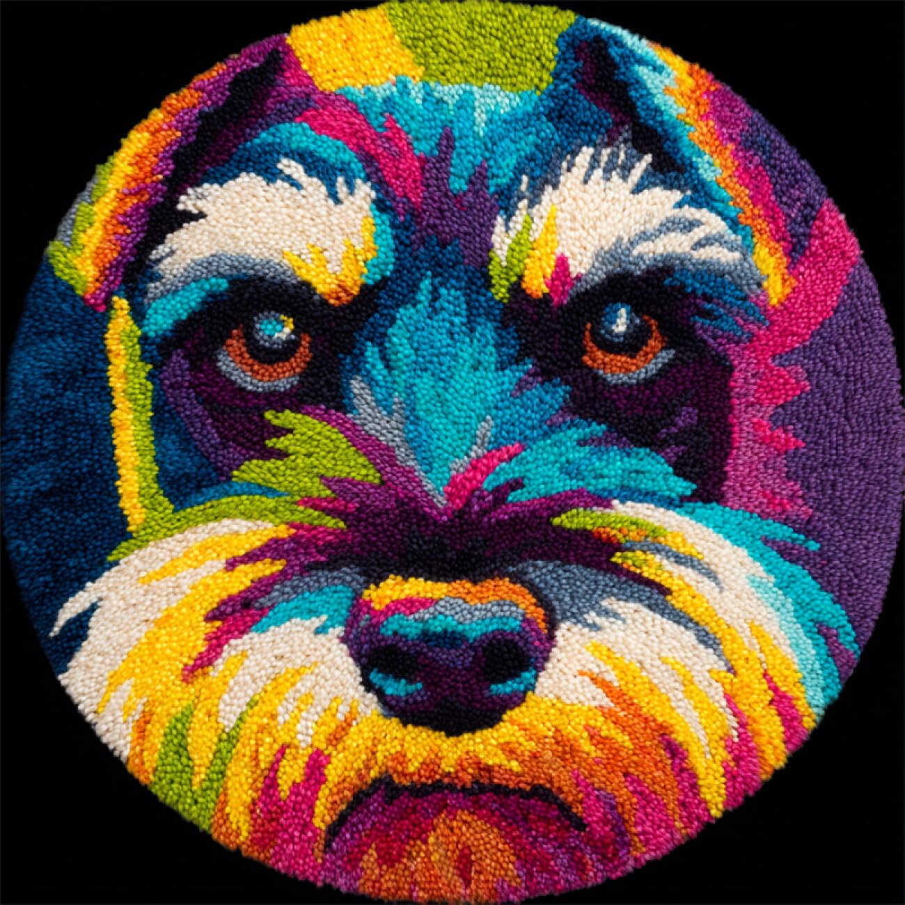 Kitquiver H Latc Hook Rug Kits Colored Schnauzer 80X80cm