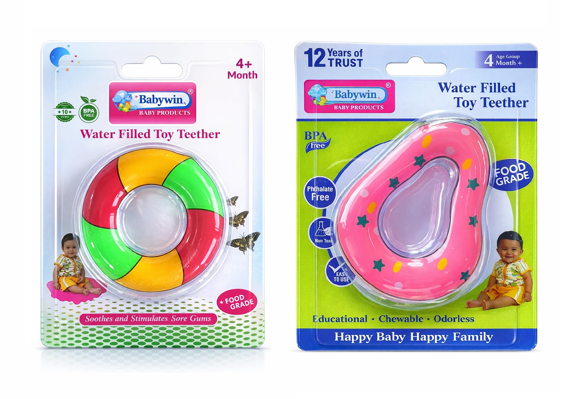 Water Teether Fruit Shape Baby Teething Toy 4m+ (Ball, Balloon) Teether Pack of 2-image-25